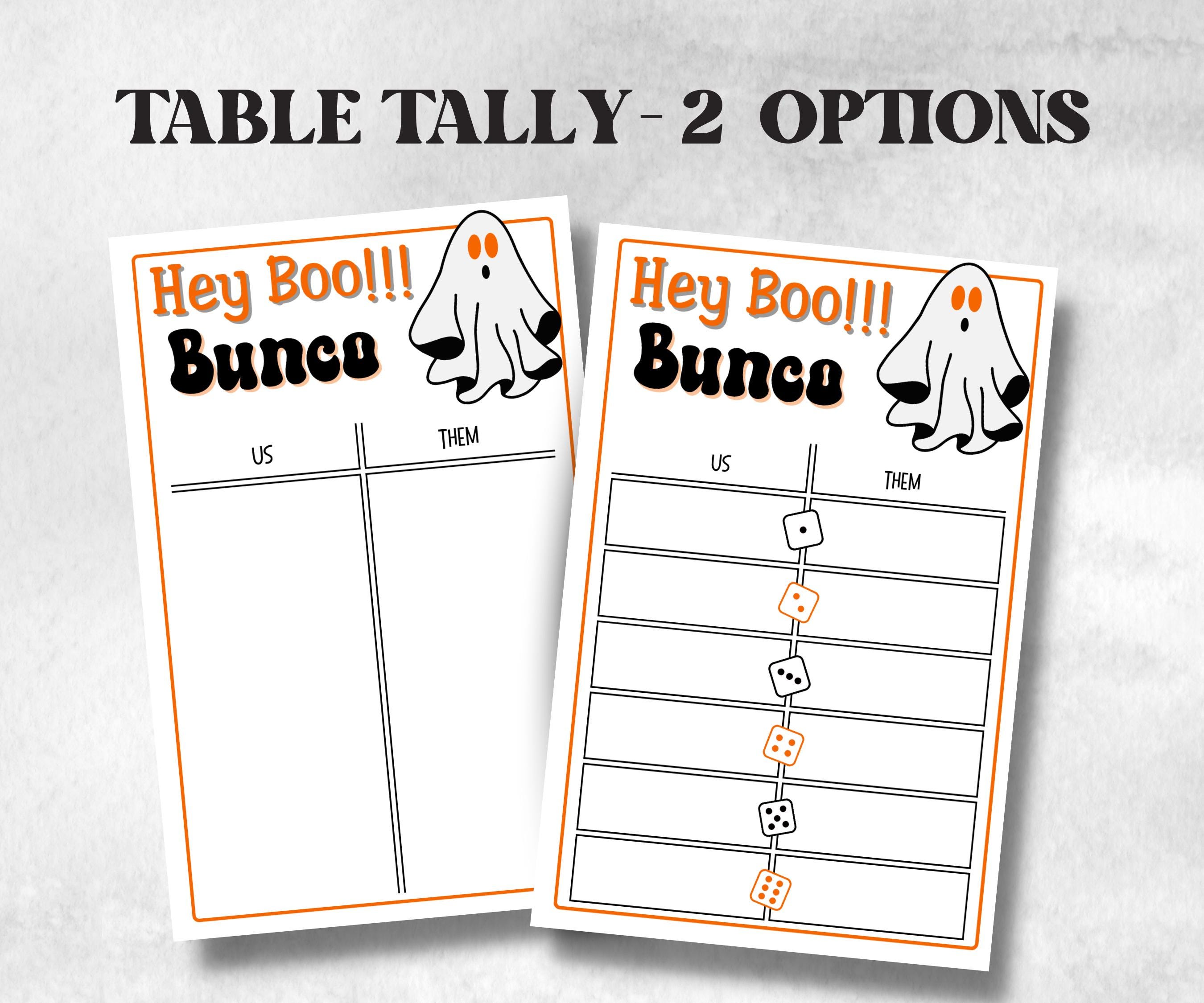 Printable Hey Boo Bunco Score Sheet, Halloween Bunco Invitation, Bunco Game, Tally Sheet, bunco score card, Ghostly bunco night, Bunco Night-Halloween Printables -TheHustlingCatLady-Party Games