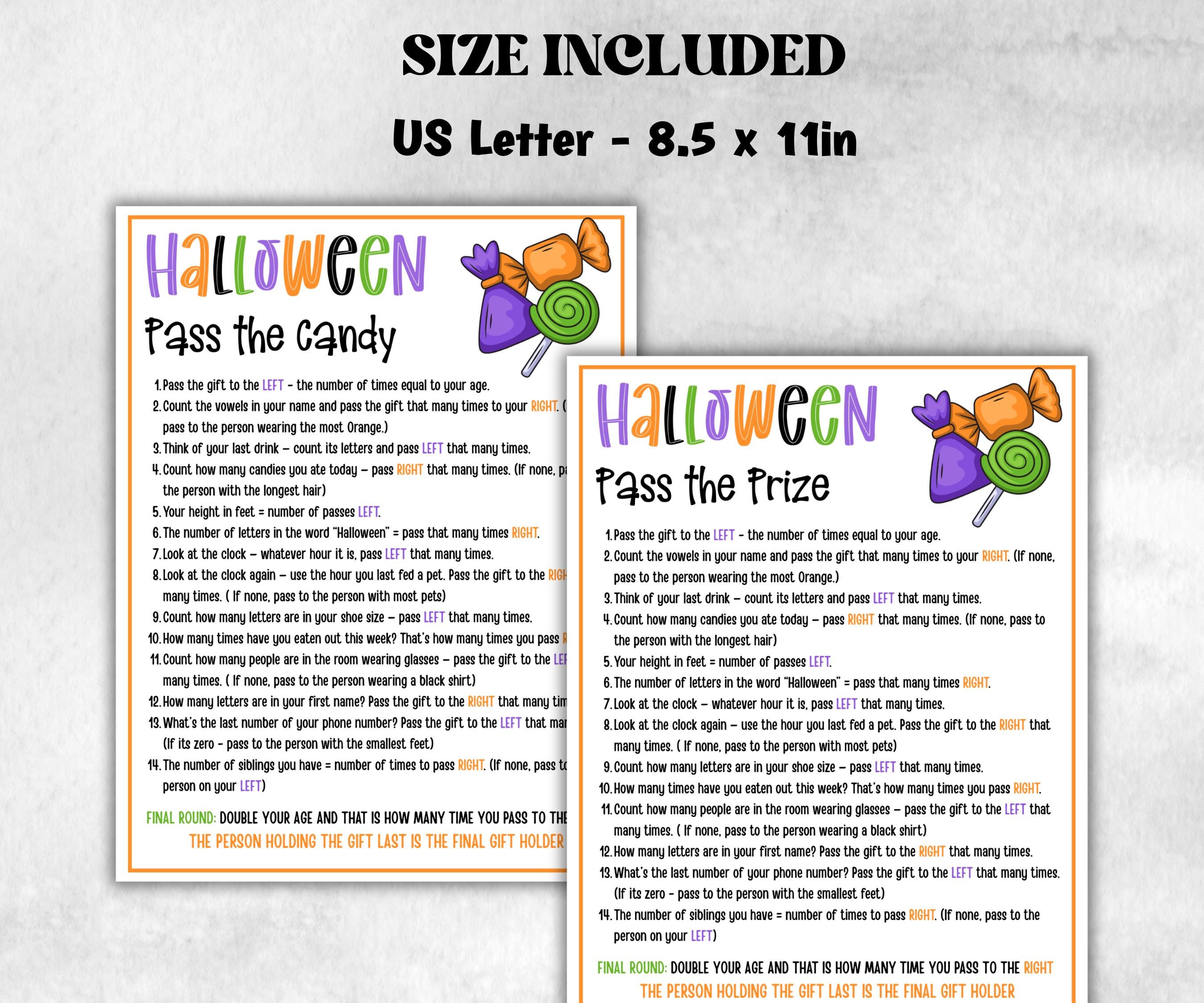 Pass the Candy Halloween game, Left Right Game, Halloween Candy game, Halloween party game, Pass the present, pass the parcel-Halloween Printables -TheHustlingCatLady-Party Games