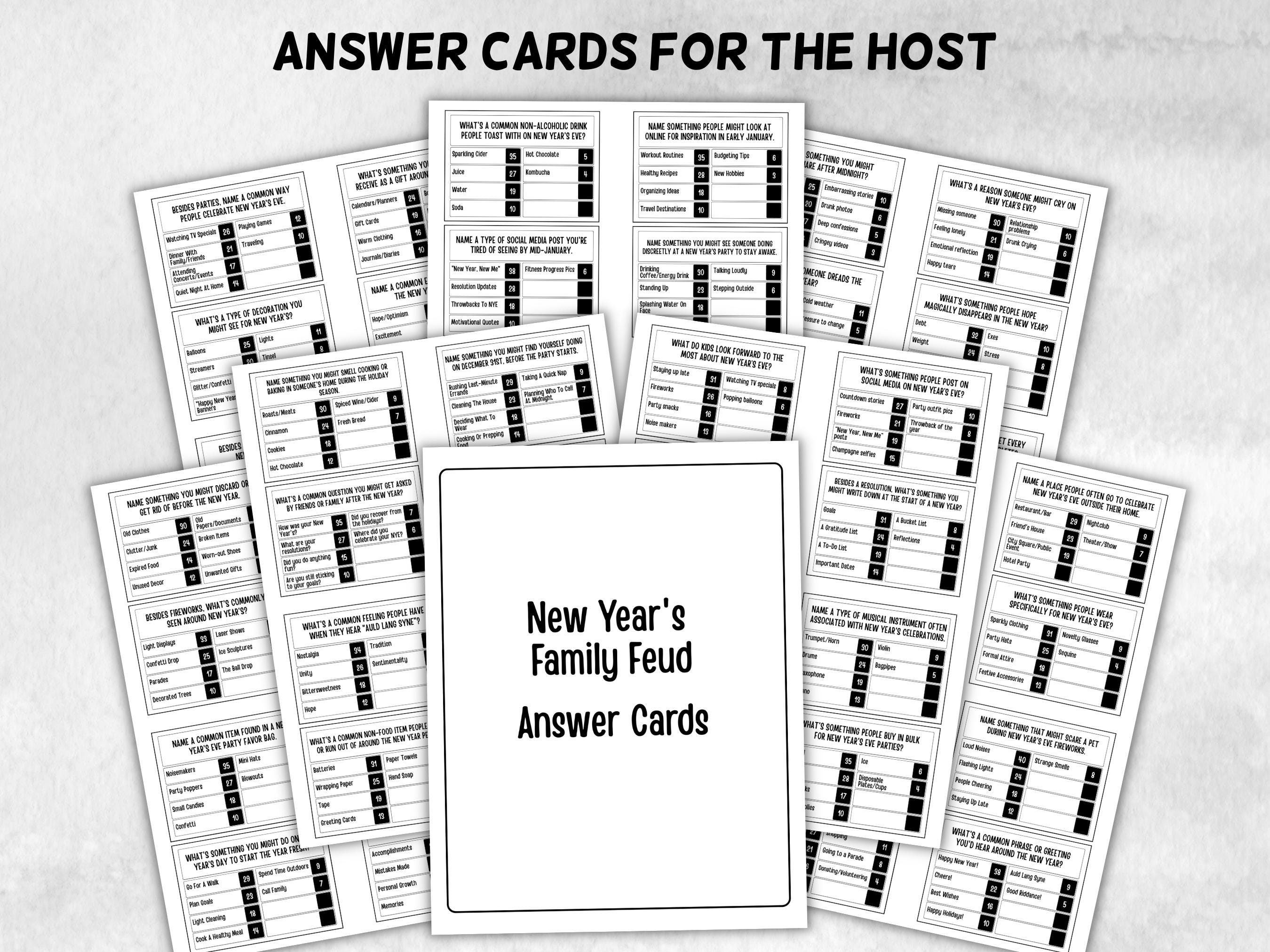 New Years Friendly Feud, NYE Party, Printable Adult Teen Activity, New Year Quiz, Group Game Show, Winter Party activity, girls night games-New Year's -TheHustlingCatLady-Party Games