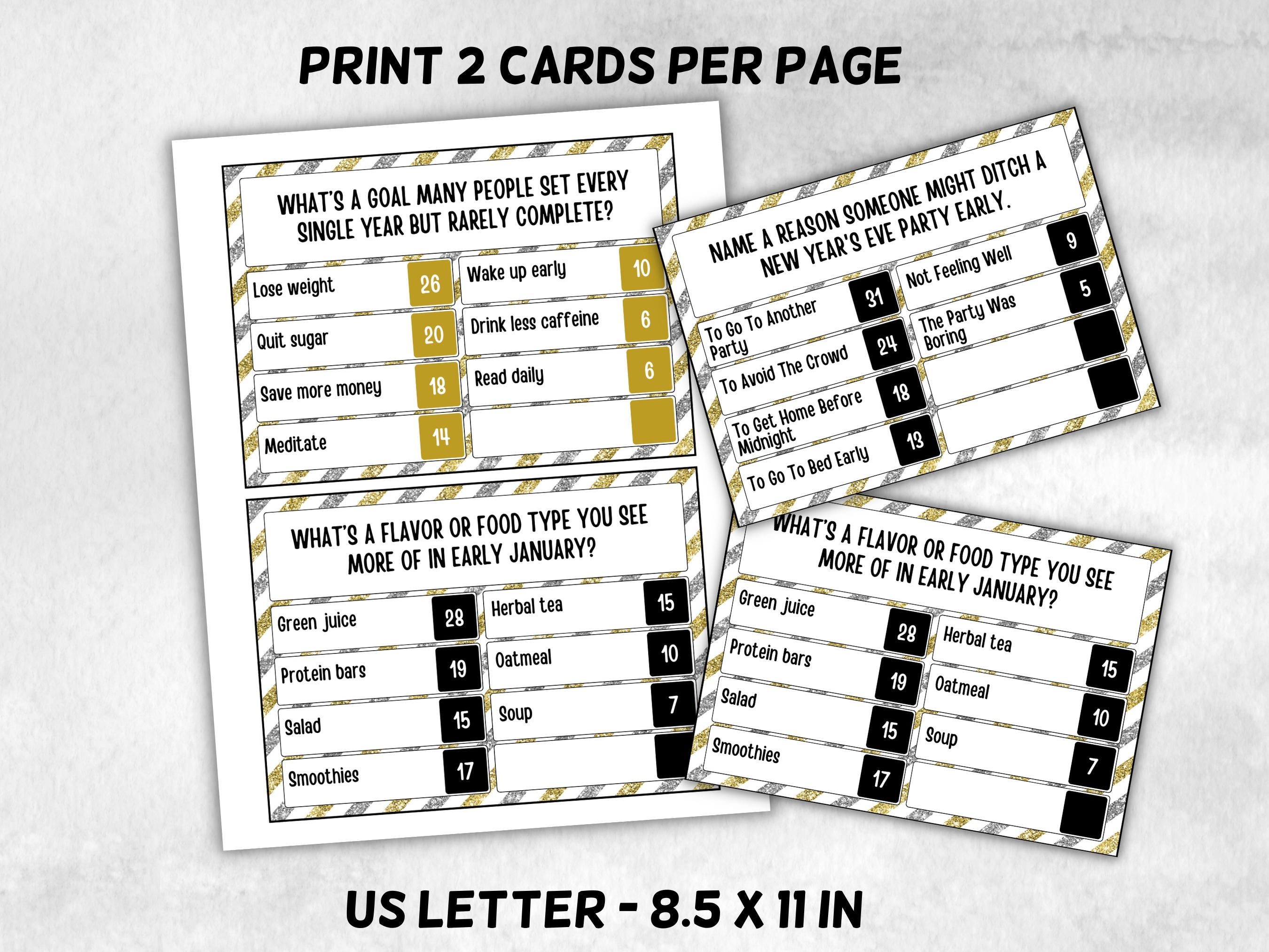 New Years Friendly Feud, NYE Party, Printable Adult Teen Activity, New Year Quiz, Group Game Show, Winter Party activity, girls night games-New Year's -TheHustlingCatLady-Party Games