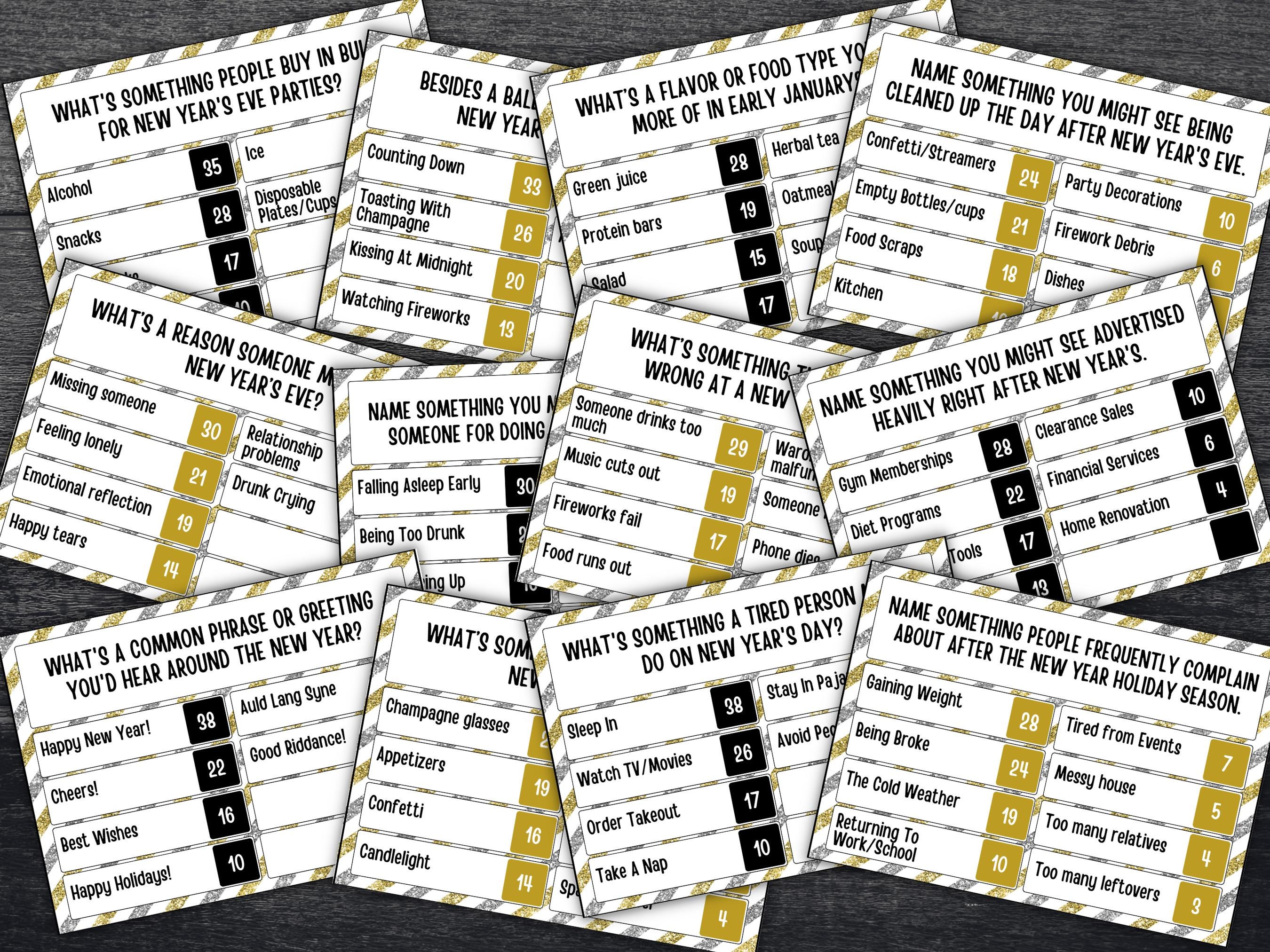New Years Friendly Feud, NYE Party, Printable Adult Teen Activity, New Year Quiz, Group Game Show, Winter Party activity, girls night games-New Year's -TheHustlingCatLady-Party Games