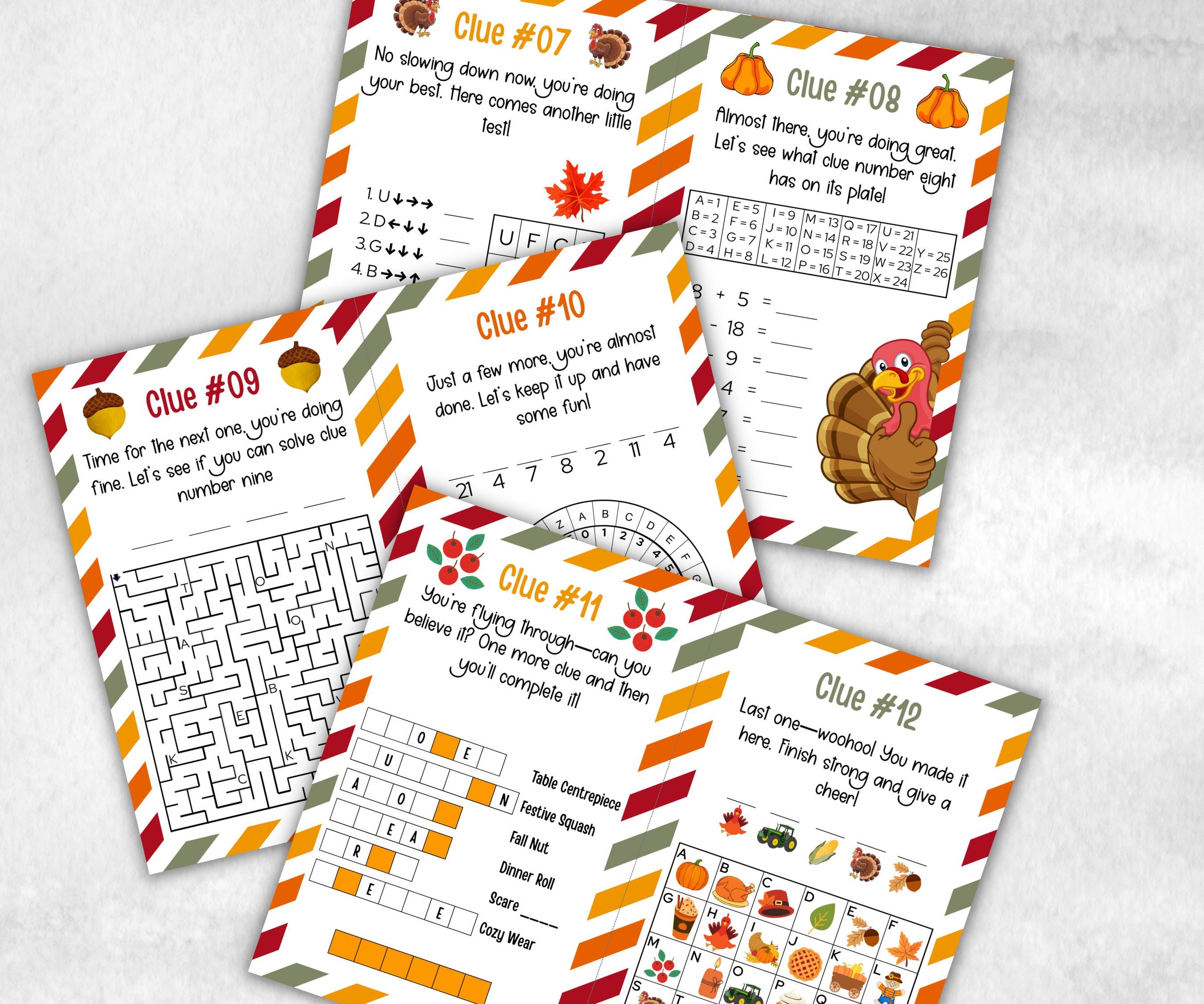 Fall Treasure Hunt Outdoor Game, Turkey hunt, Outdoor adventure, Give thanks Autumn activity, Friendsgiving game, Family Holiday Quiz-Thanksgiving -TheHustlingCatLady-Party Games