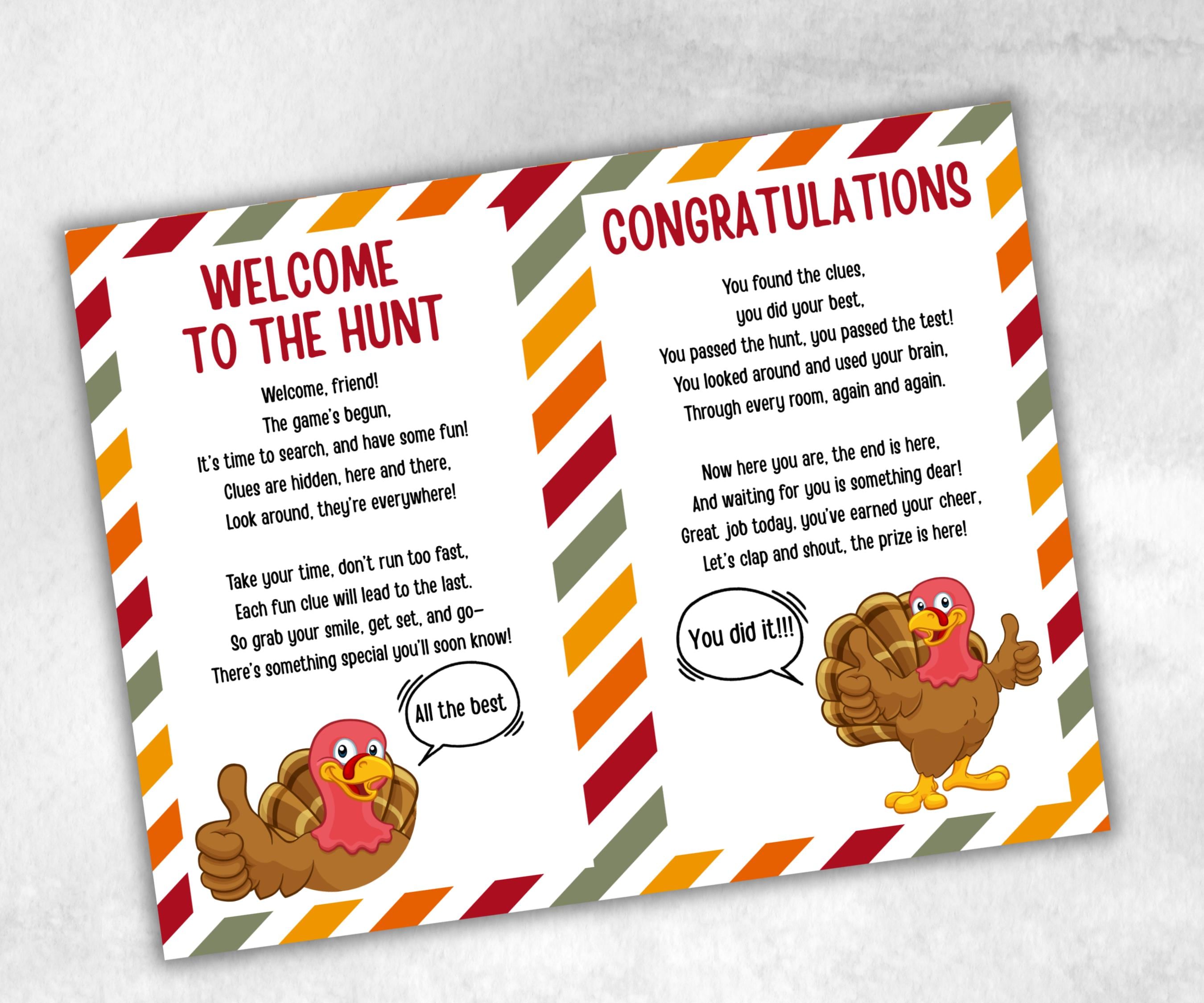 Fall Treasure Hunt Outdoor Game, Turkey hunt, Outdoor adventure, Give thanks Autumn activity, Friendsgiving game, Family Holiday Quiz-Thanksgiving -TheHustlingCatLady-Party Games