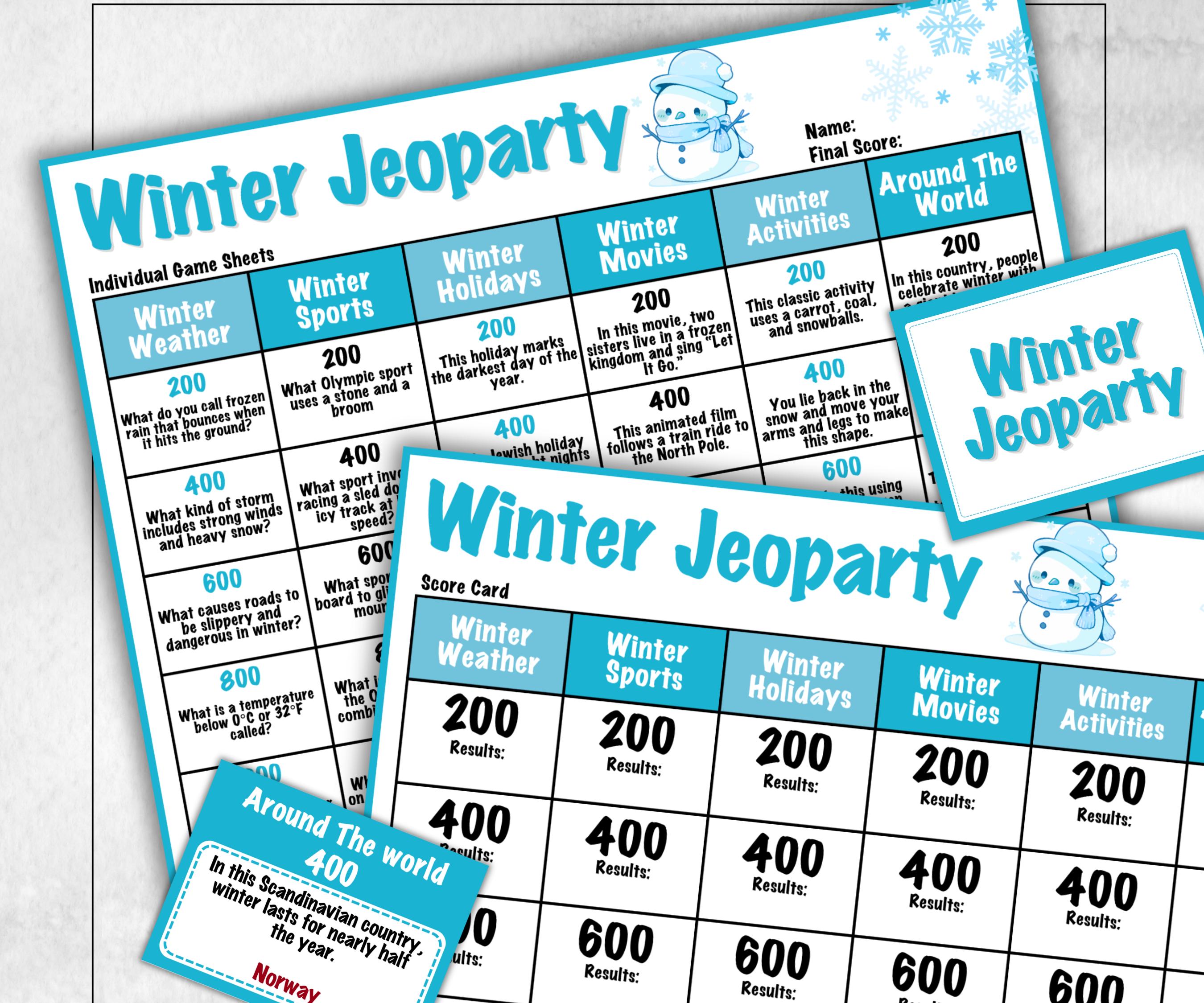 Winter Holiday Jeoparty Trivia Game, Fun Family Activity, Holiday Quiz, Holiday Party Challenge, Holiday, Festive Quiz, Group word Game-Christmas -TheHustlingCatLady-Party Games