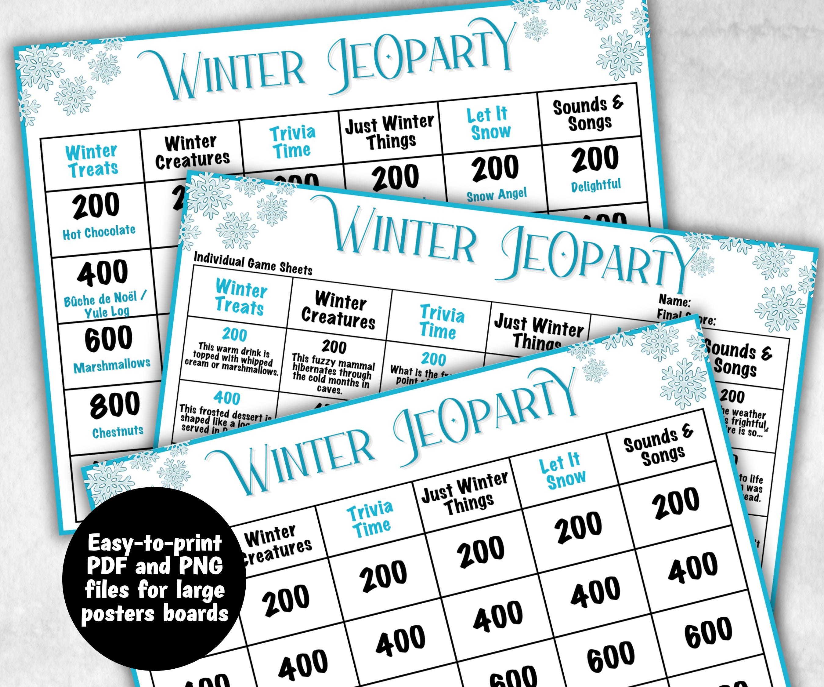 Holiday Winter Jeoparty Trivia Game, Fun Family Activity, Holiday Quiz, Holiday Party Challenge, Holiday, Festive Quiz, Group word Game-Christmas -TheHustlingCatLady-Party Games