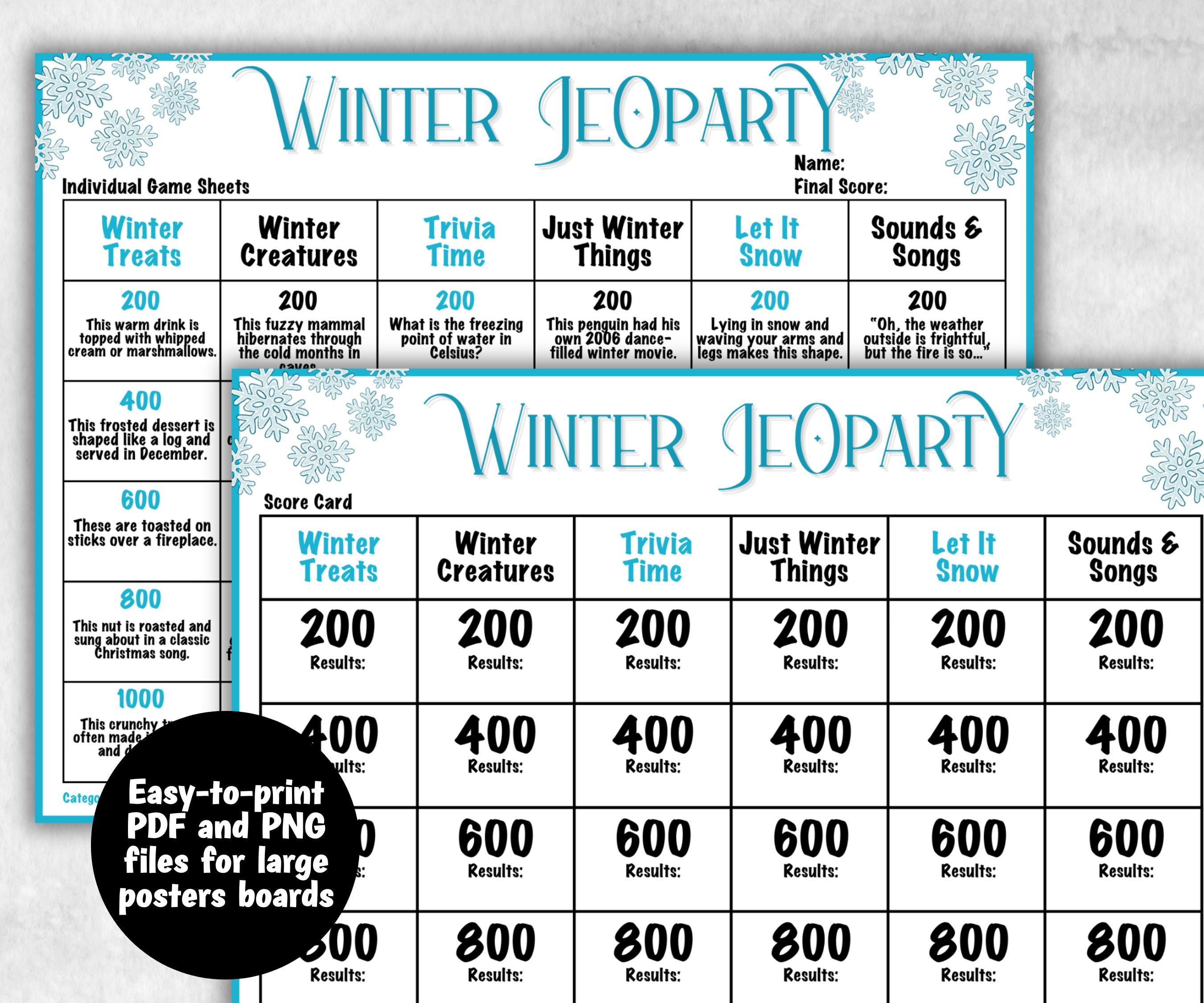 Holiday Winter Jeoparty Trivia Game, Fun Family Activity, Holiday Quiz, Holiday Party Challenge, Holiday, Festive Quiz, Group word Game-Christmas -TheHustlingCatLady-Party Games