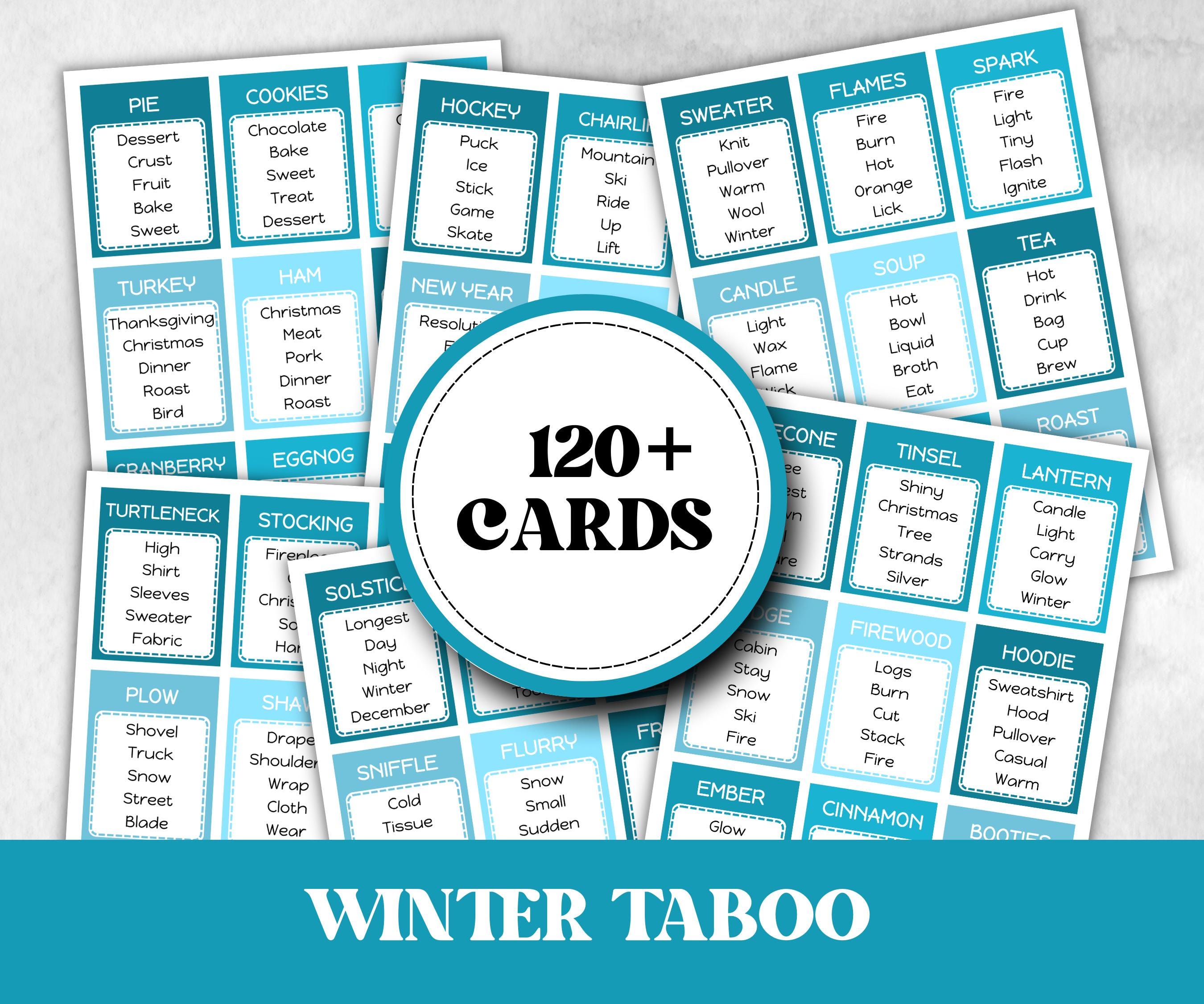 Winter Taboo, Don'T Say, Forbidden Words, Winter Printable, Christmas Classroom Game, Group Game, Winter Forbidden Words, Family gathering-Christmas -TheHustlingCatLady-Party Games