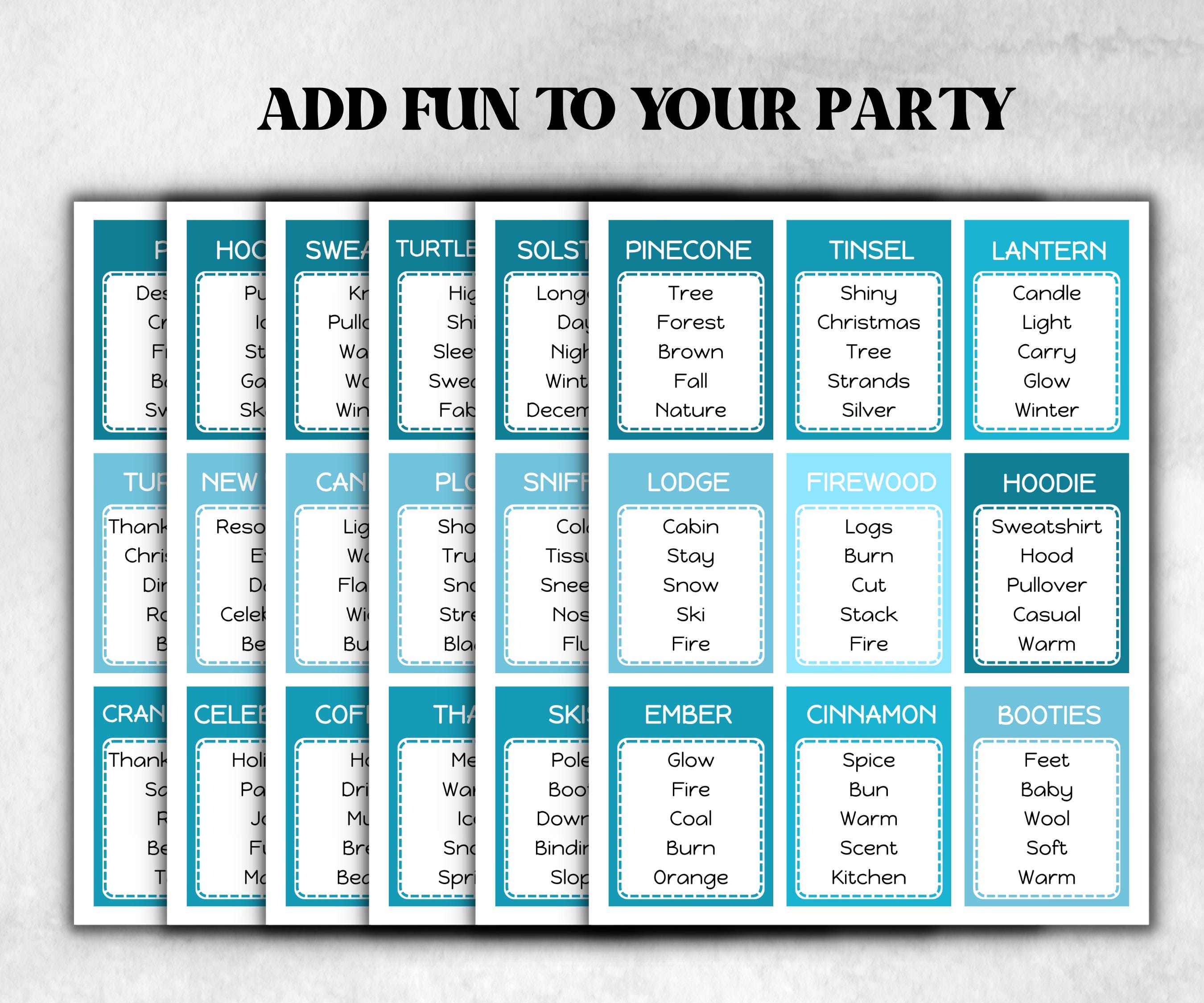 Winter Taboo, Don'T Say, Forbidden Words, Winter Printable, Christmas Classroom Game, Group Game, Winter Forbidden Words, Family gathering-Christmas -TheHustlingCatLady-Party Games