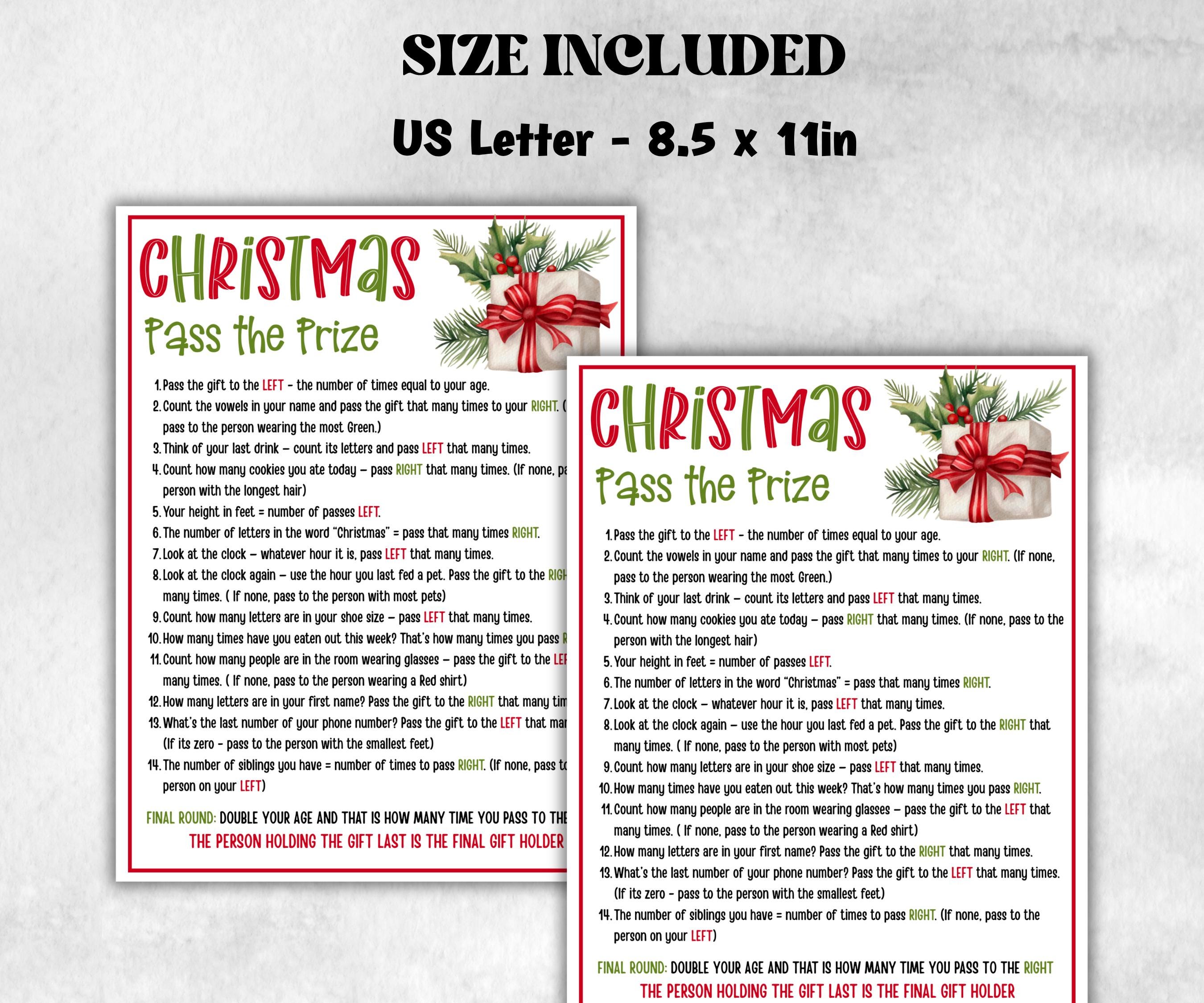 Pass the Present Christmas game, Left Right Game, Pass the parcel, Christmas party, Pass the prize, Gift exchange game, Large group games-Christmas -TheHustlingCatLady-Party Games