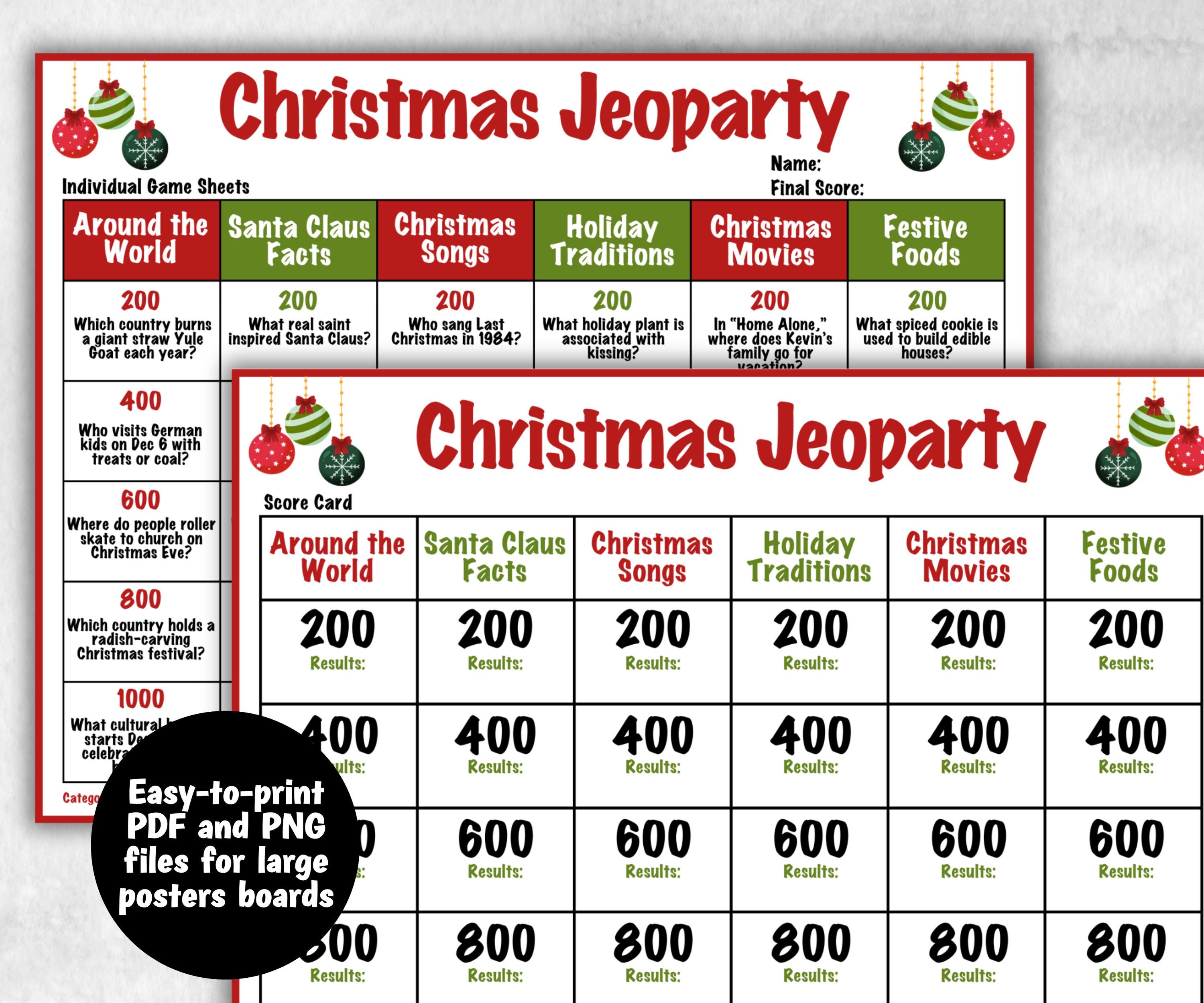 Family Reunion Christmas Jeopardy Game, Printable Holiday Trivia, Coworkers Employee Game, Activities for Kid, Group Game, Office Party Quiz-Christmas -TheHustlingCatLady-Party Games