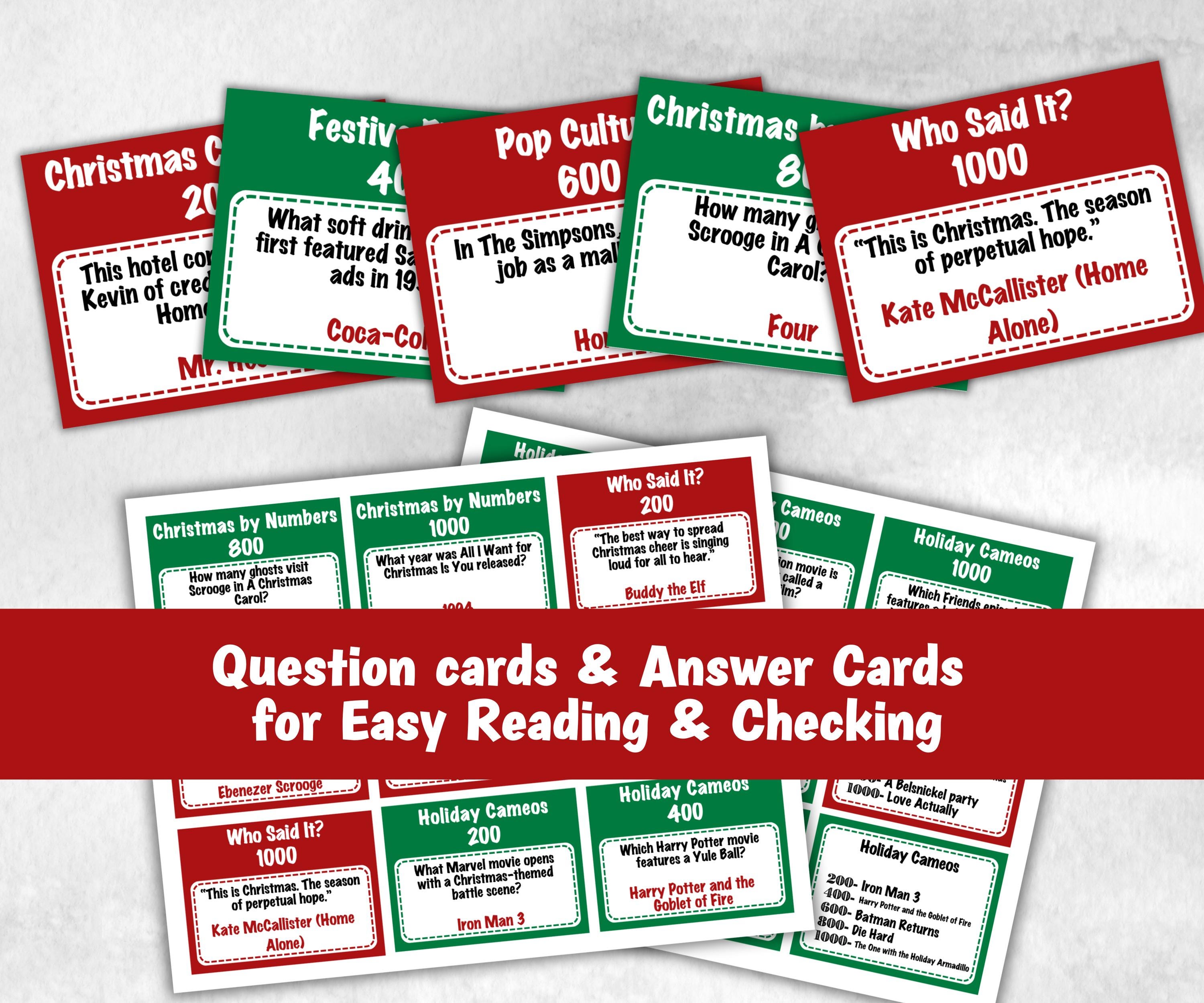 Holiday Jeopardy Quiz, Printable Holiday Trivia, Family Reunion Fun, Family Game Night, Coworkers Christmas, Holiday Activities for Kids-Christmas -TheHustlingCatLady-Party Games