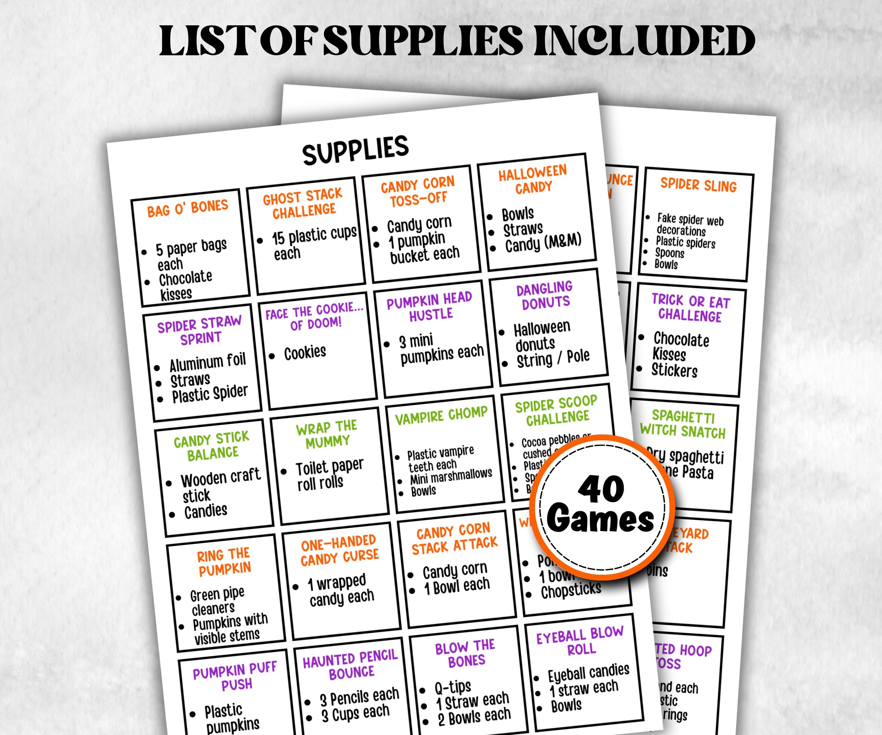 Halloween Minute to Win It Activity, Printable Trick or treat Competition, Spooky office Party, Kid teen adult ,Spooktacular party ideas-Halloween Printables -TheHustlingCatLady-Party Games