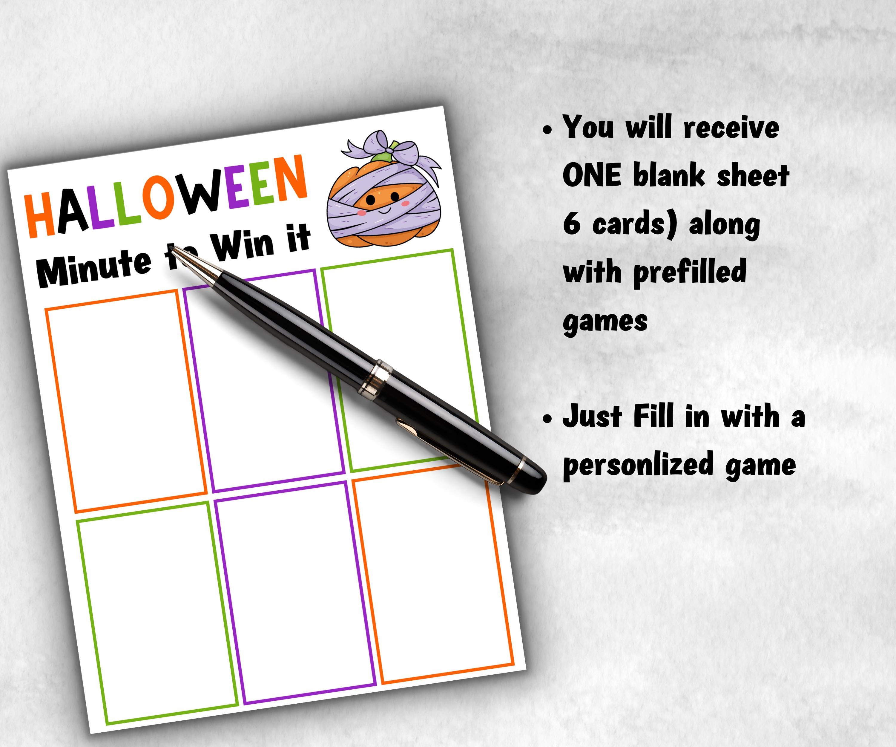Halloween Minute to Win It Activity, Printable Trick or treat Competition, Spooky office Party, Kid teen adult ,Spooktacular party ideas-Halloween Printables -TheHustlingCatLady-Party Games