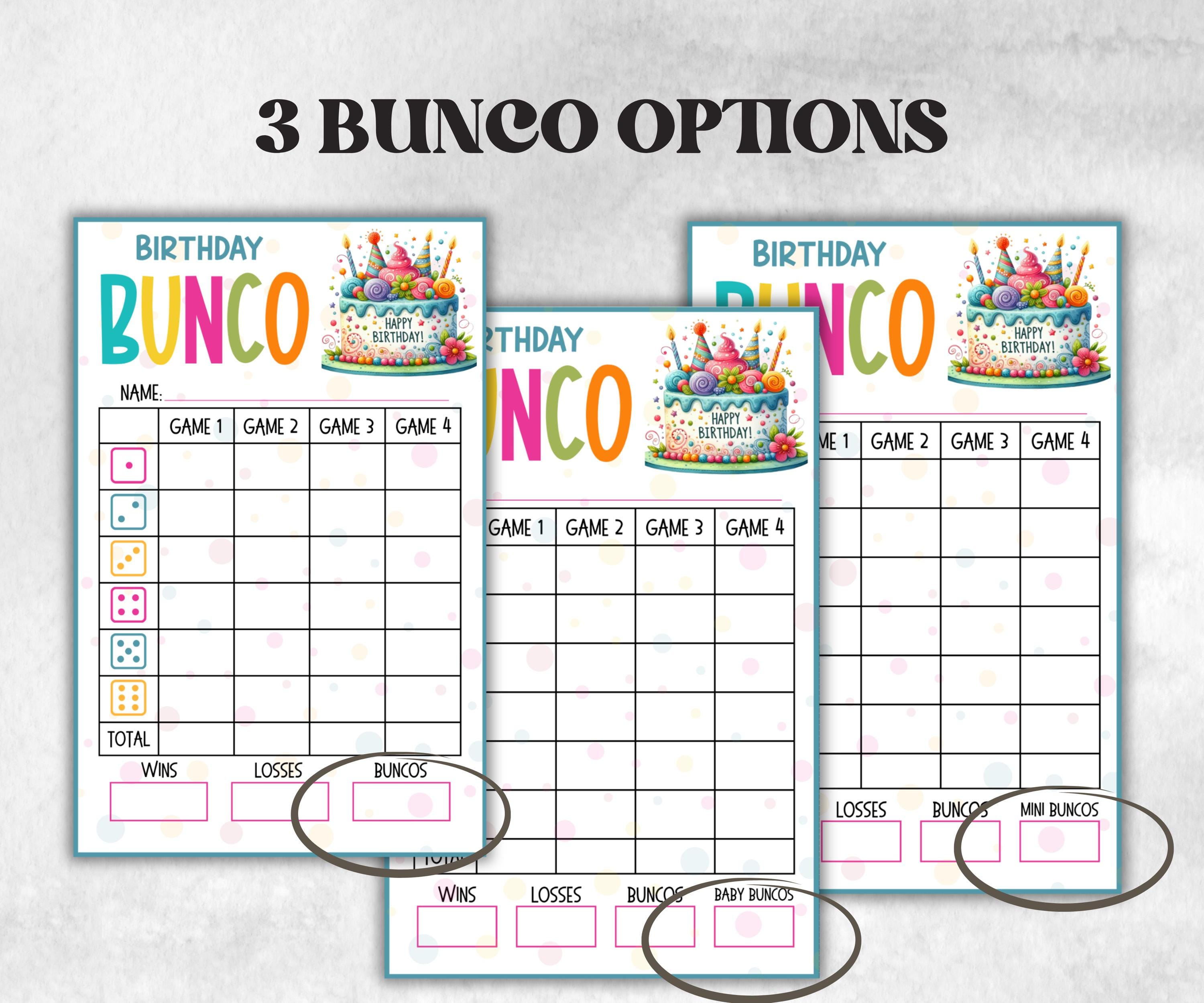 Happy Birthday Bunco, Birthday Party ideas, Printable Party Favors, Score Sheet, Ghost player, Tally Sheets, Birthday Gift, Family reunion- -TheHustlingCatLady-Party Games