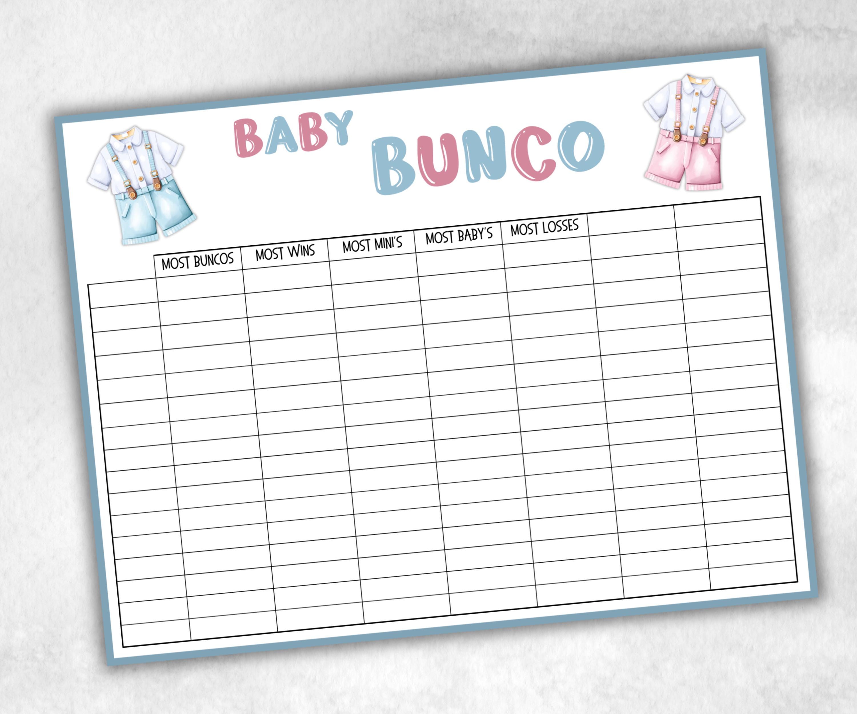 Pink and Blue Baby shower Bunco, Baby shower Party ideas, Printable Party Favors, Score Sheet, Ghost player, Tally Sheets, baby Shower Gift- -TheHustlingCatLady-Party Games