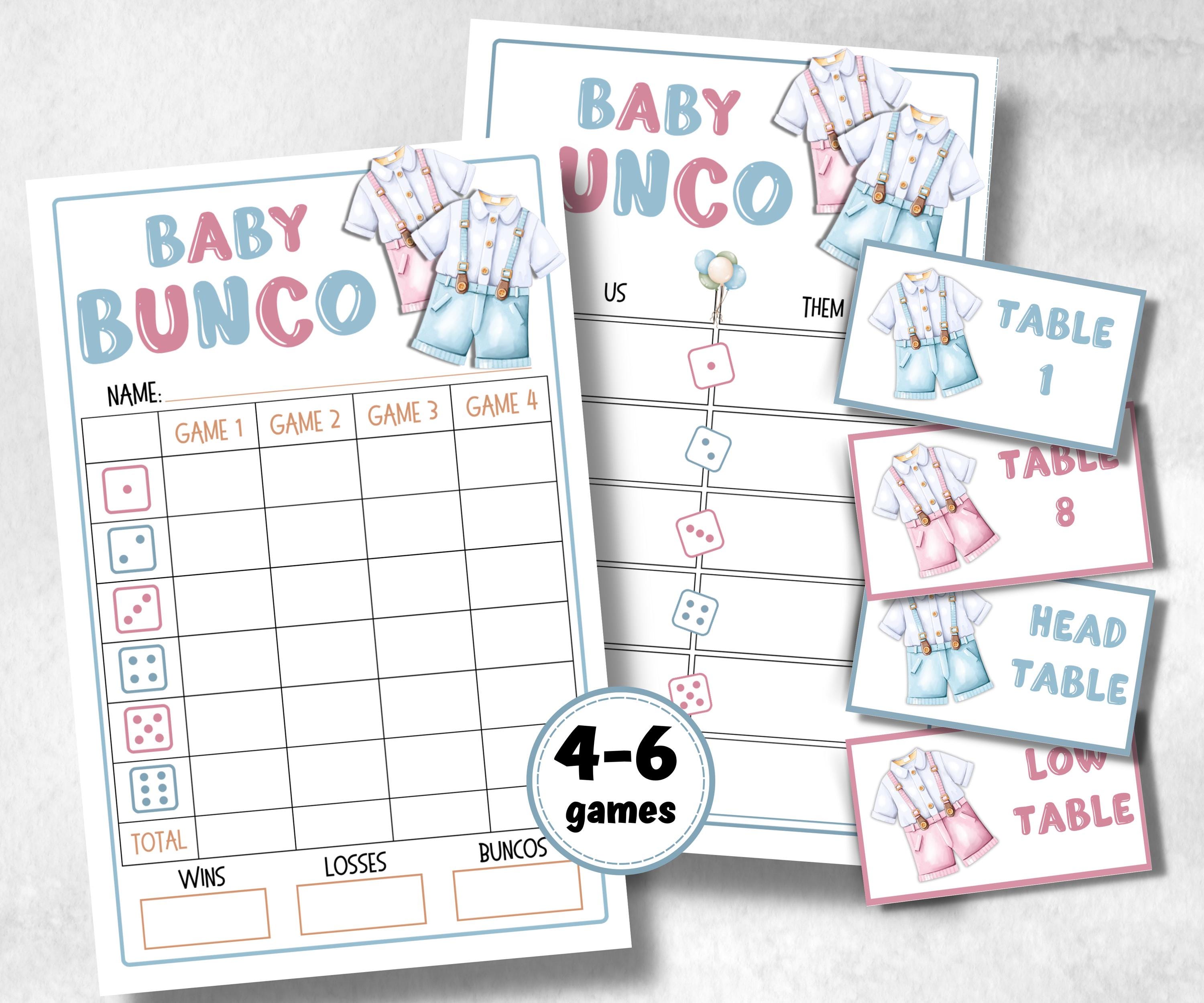Pink and Blue Baby shower Bunco, Baby shower Party ideas, Printable Party Favors, Score Sheet, Ghost player, Tally Sheets, baby Shower Gift- -TheHustlingCatLady-Party Games