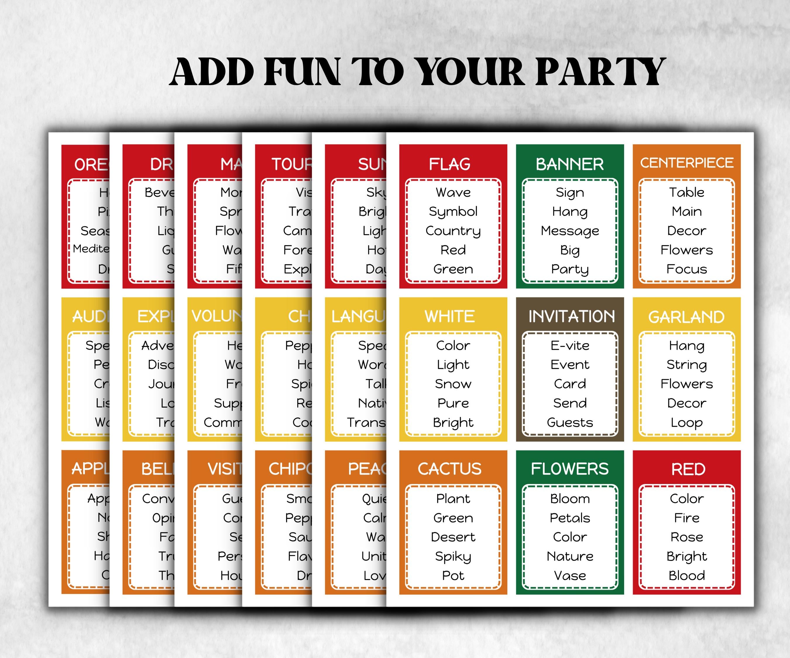 Cinco De Mayo Party Taboo Game, Mexican Kids and Adults Party, Mexican Fiesta Fun, Family Game Night, Summer Fiesta, BBQ party, Pool Party-Holidays -TheHustlingCatLady-Party Games