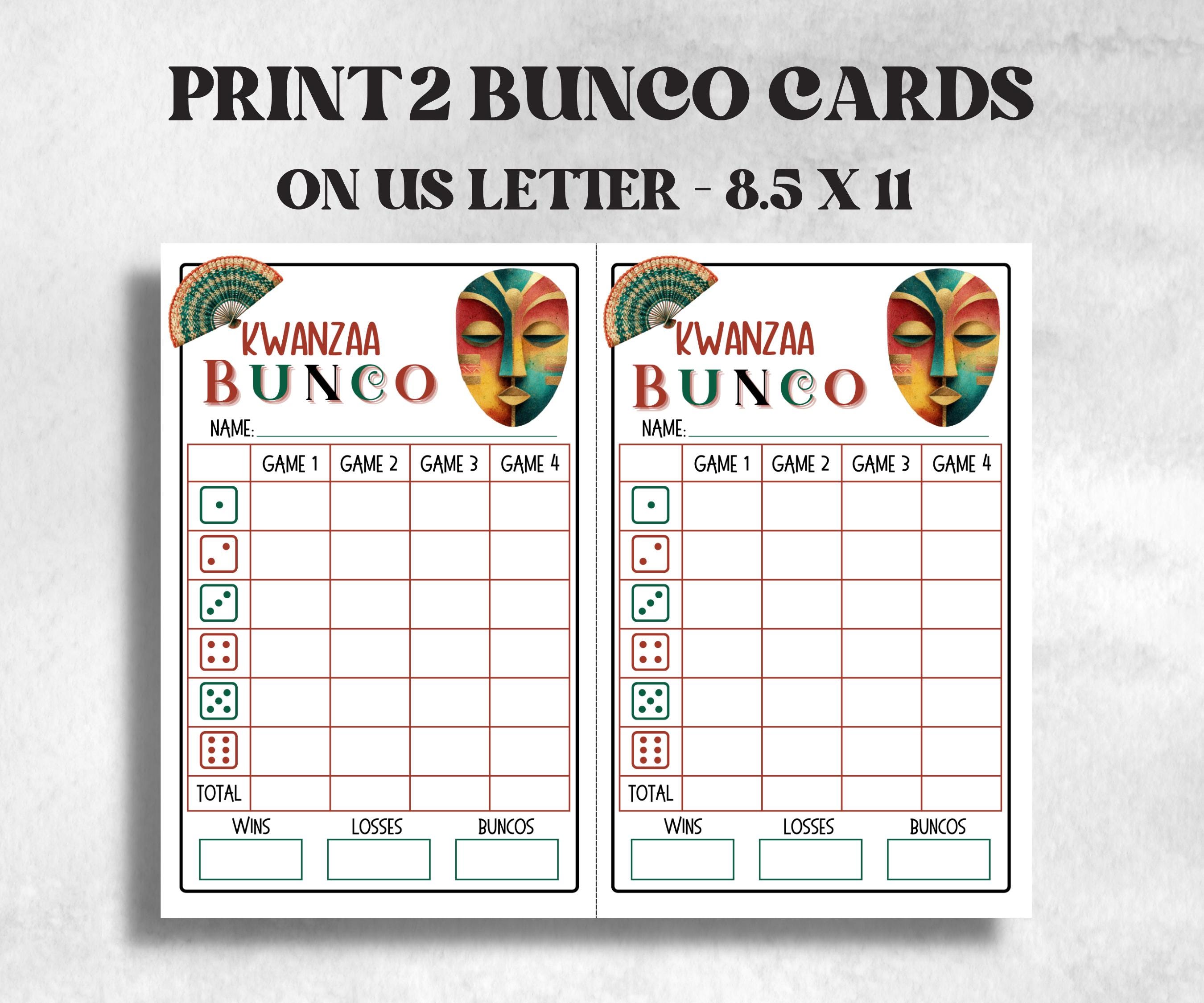 Kwanzaa Bunco Game, African Kids Adults Party, Group religious tradition game, Bunco Score Sheet, Tally cards, ghost player, Kinara Culture-Holidays -TheHustlingCatLady-Party Games