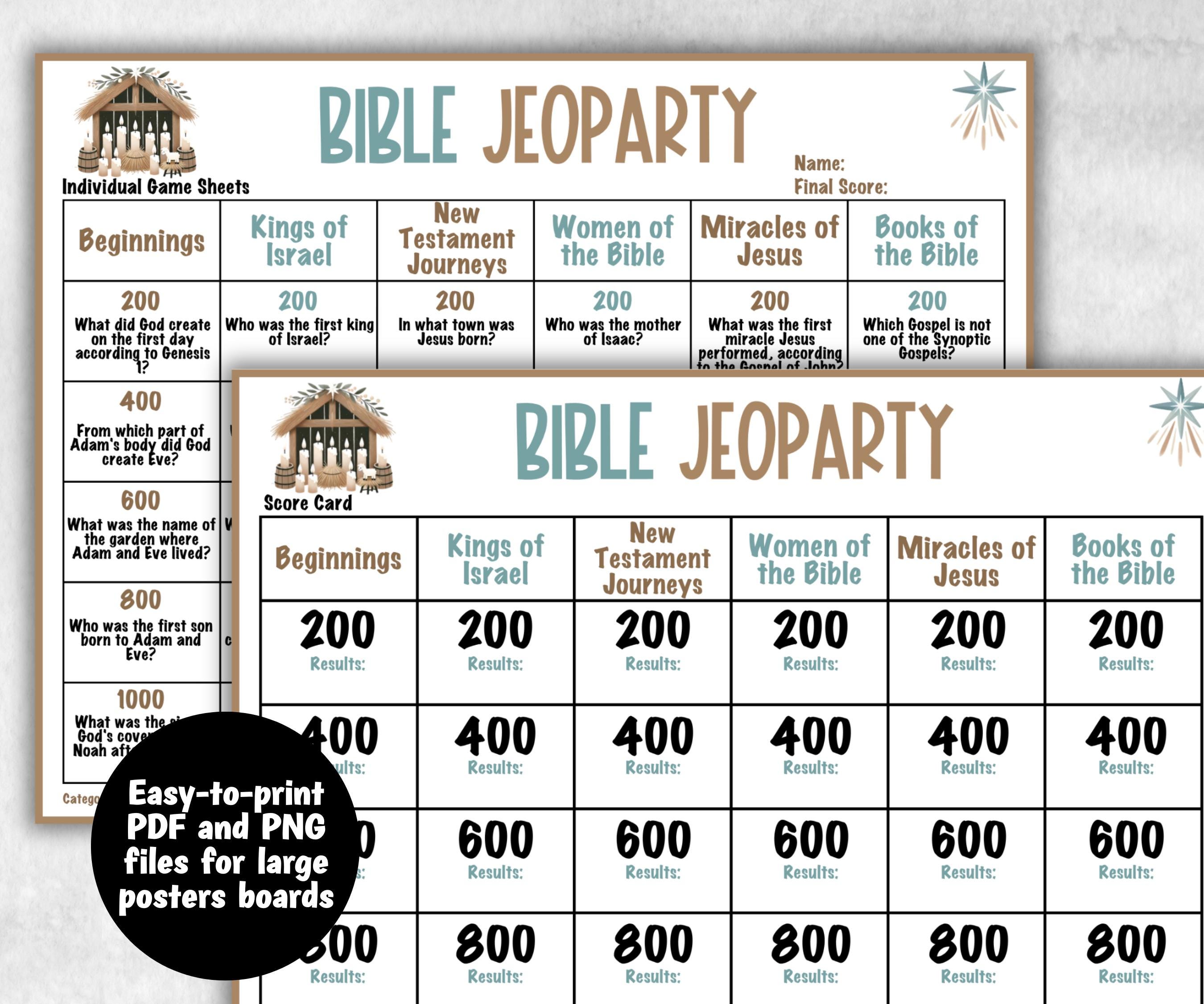 Bible Jeoparty Sunday School Game, Christian Bible Study, Youth Group, Womens Ministry, Printable kids adults game, Group Bible Retreat game-Christmas -TheHustlingCatLady-Party Games