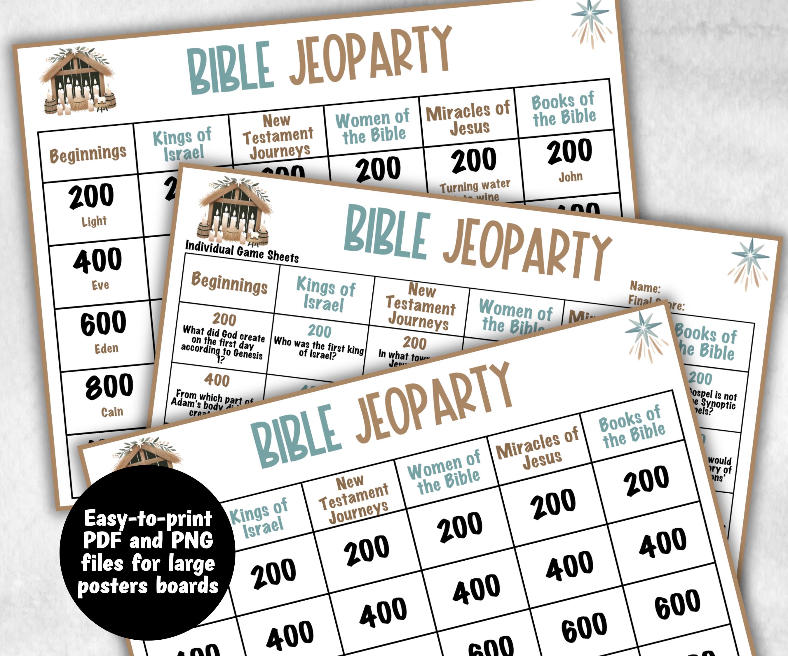 Bible Jeoparty Sunday School Game, Christian Bible Study, Youth Group, Womens Ministry, Printable kids adults game, Group Bible Retreat game-Christmas -TheHustlingCatLady-Party Games