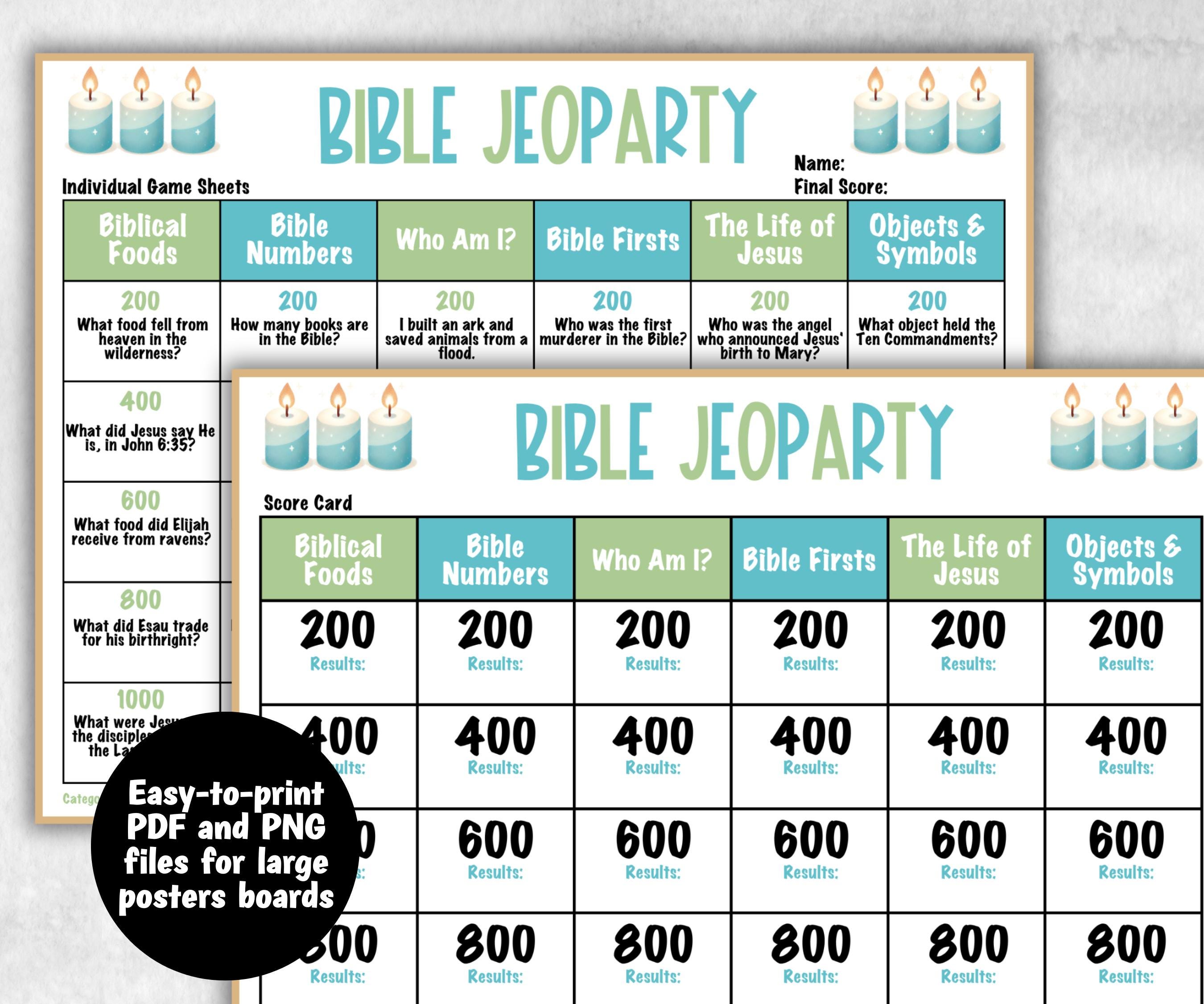 Group Bible Retreat game, Christian Bible Study game, Bible Jeoparty Sunday School, Youth Group, Womens Ministry, Printable kids adults game-Christmas -TheHustlingCatLady-Party Games