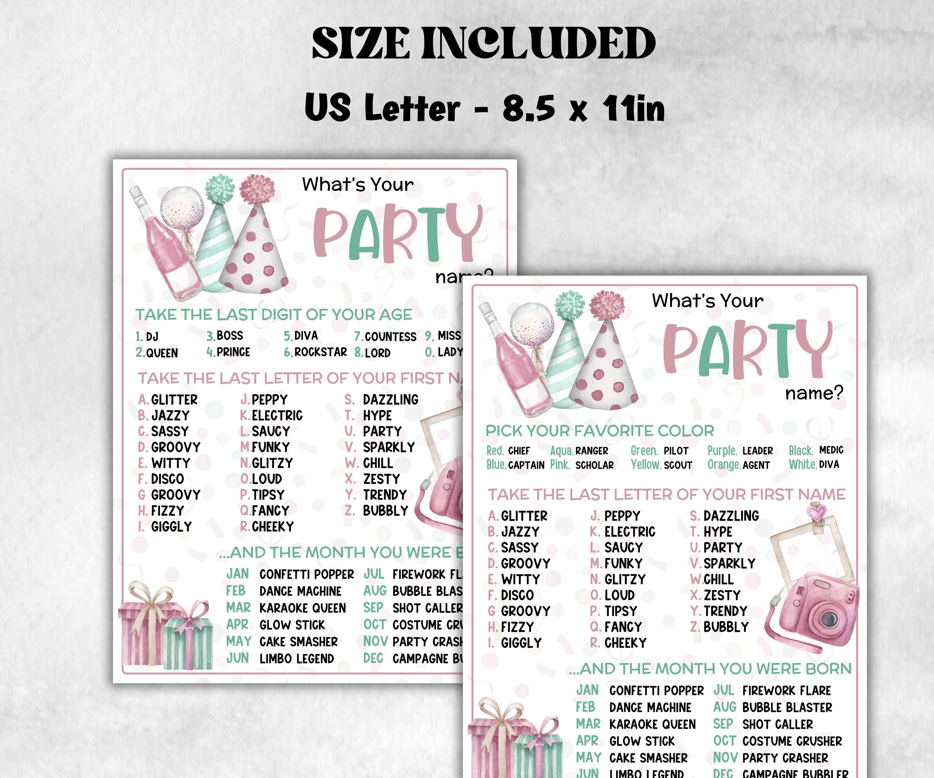 What is your Party name game, office party, daycare Name board sign, party decoration, Name tag, birthday nickname, Birthday New Year Party-Holidays -TheHustlingCatLady-Party Games