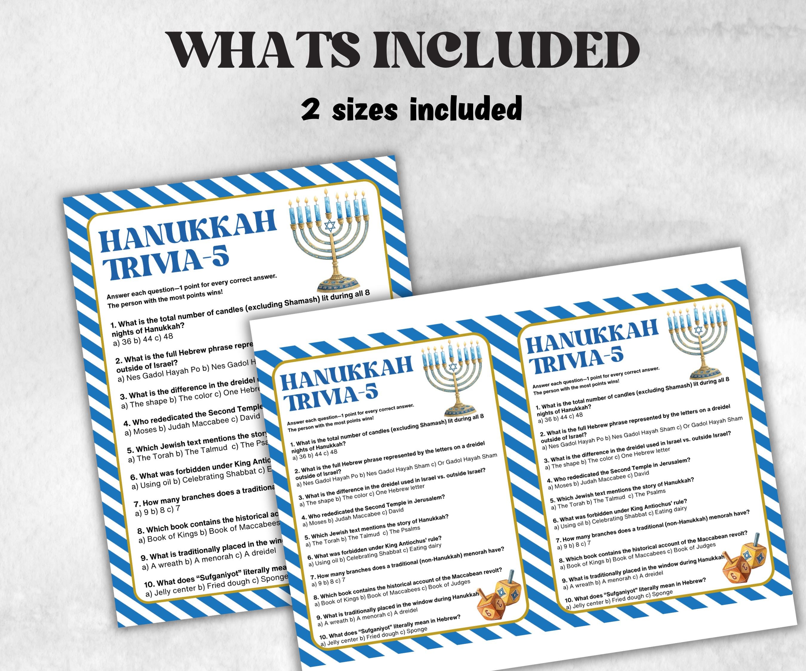 Hanukkah Trivia Fun Family Activity, Holiday Quiz Challenge, Festive Party Supplies, Holiday Quiz, Trivia Party Fun, Holiday Fun, Festive-Sports Printables -TheHustlingCatLady-Party Games