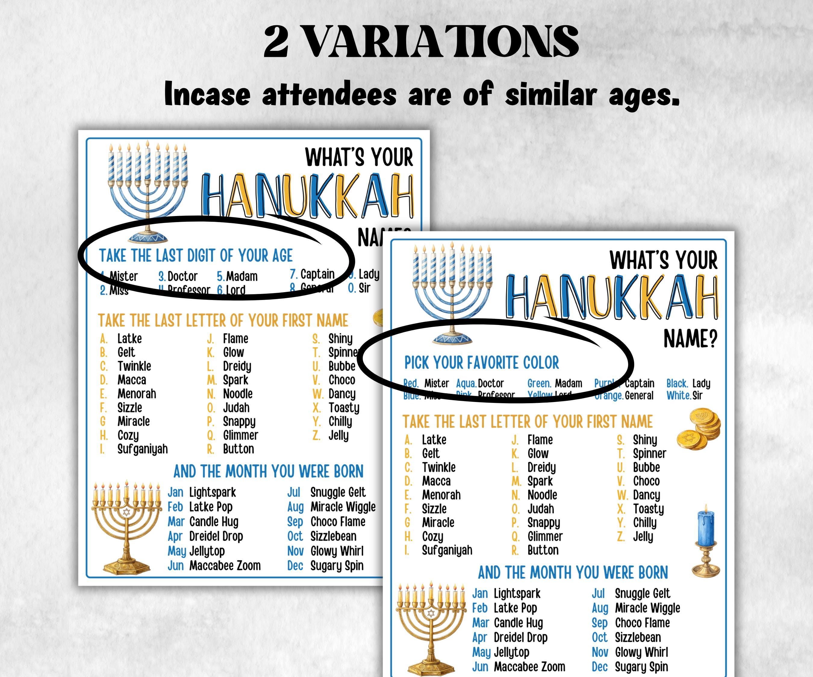 Whats Your Hanukkah Name, Personalized Holiday Fun game, Unique Gifts, Name Generator, Festive Decor, creative printable, unique party game-Sports Printables -TheHustlingCatLady-Party Games