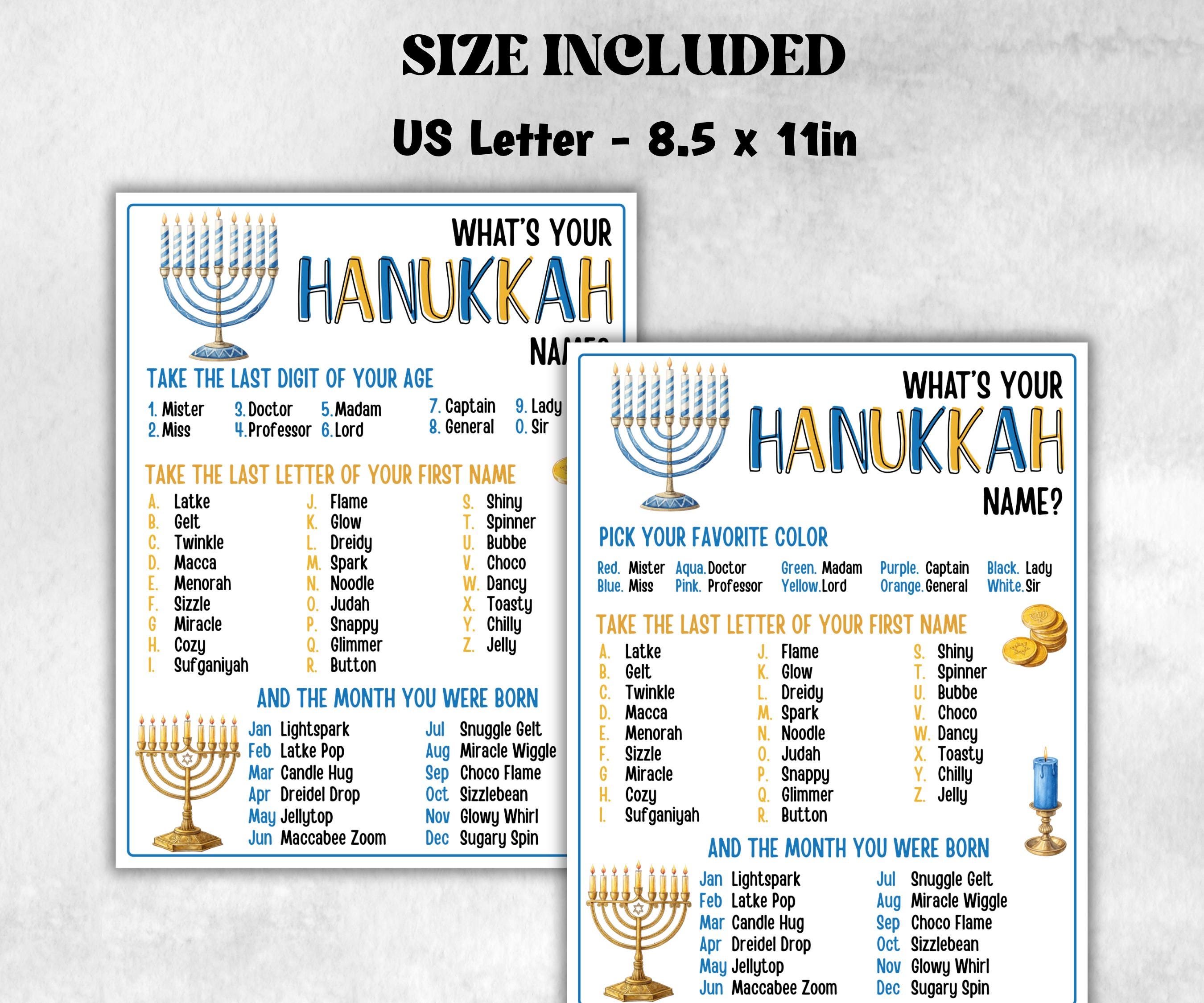 Whats Your Hanukkah Name, Personalized Holiday Fun game, Unique Gifts, Name Generator, Festive Decor, creative printable, unique party game-Sports Printables -TheHustlingCatLady-Party Games