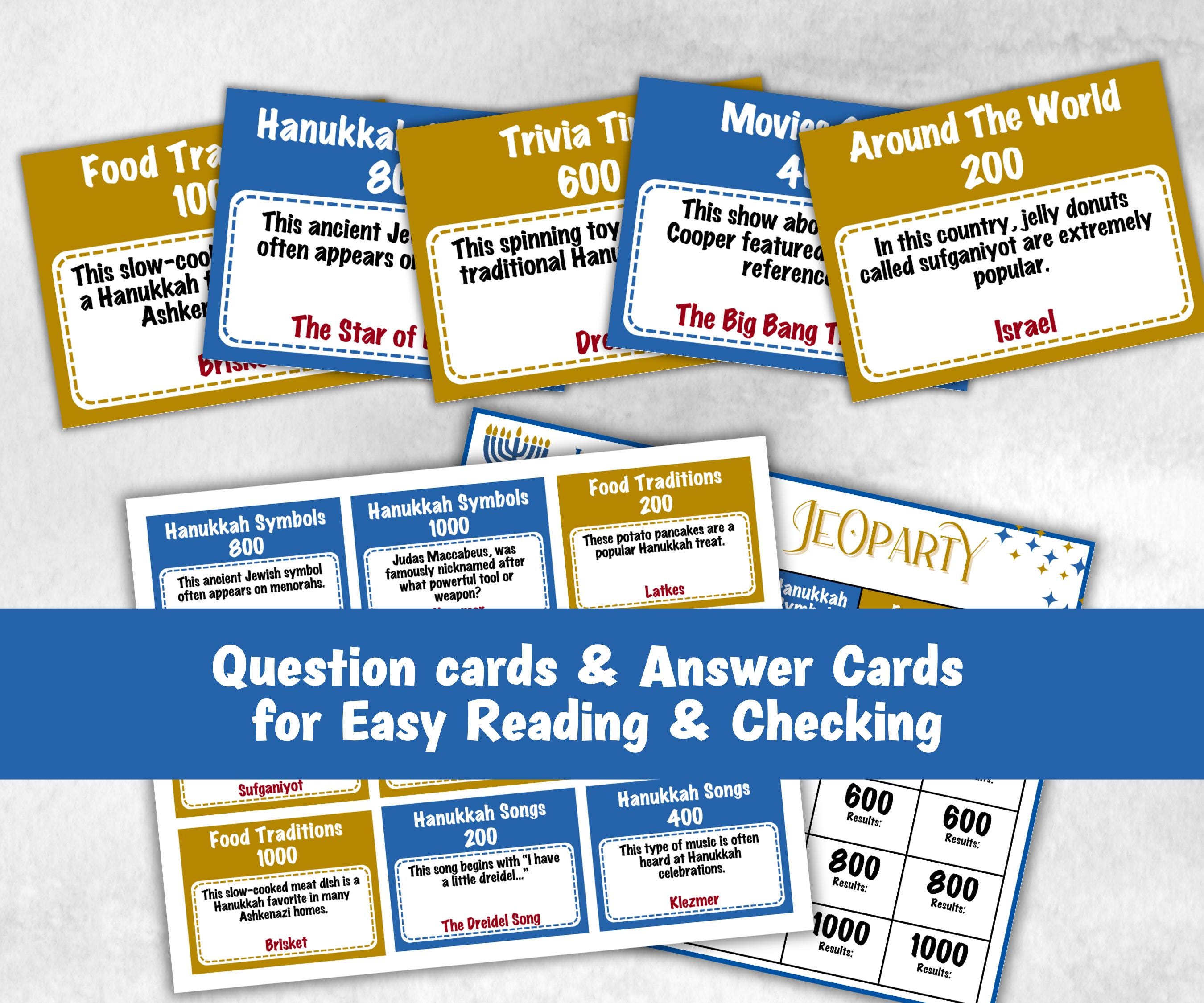Hanukkah Holiday Jeoparty Trivia Game, Fun Family Activity, Holiday Quiz, Holiday Party Challenge, Holiday, Festive Quiz, Group word Game-Sports Printables -TheHustlingCatLady-Party Games