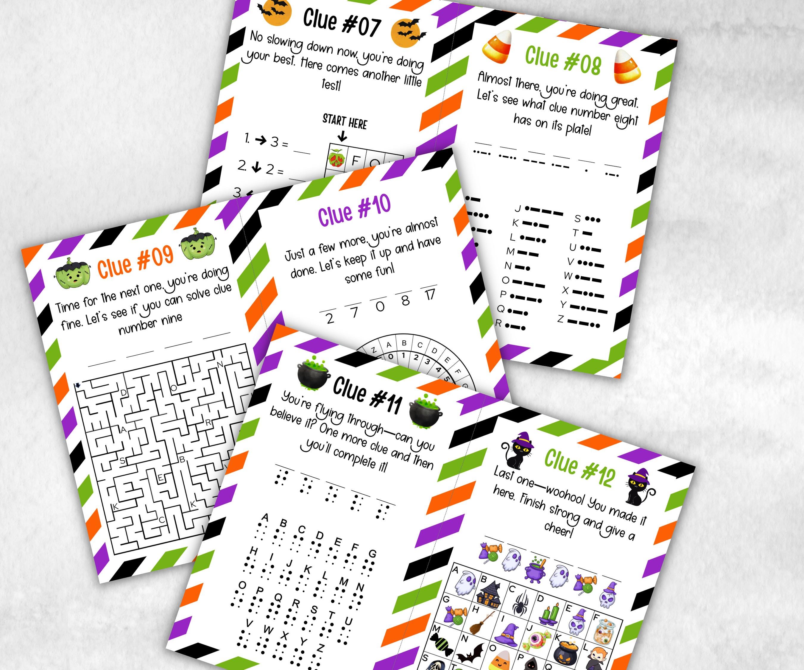 Halloween Outdoor Treasure Hunt, Scavenger Hunt Party Game, Halloween Printable Party Activity, Kids Treasure Hunt Clue, Scavenger Hunt Clue-Halloween Printables -TheHustlingCatLady-Party Games