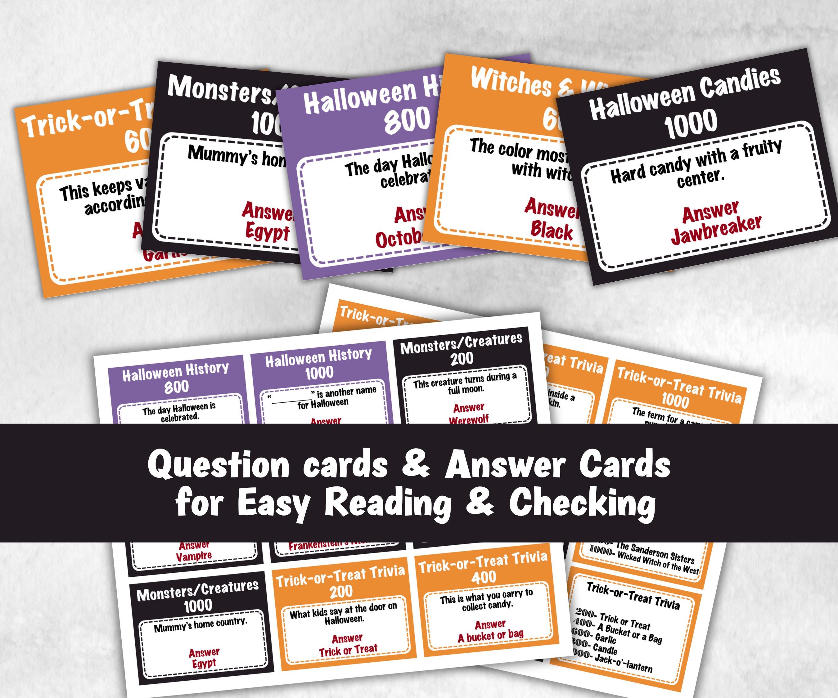 Halloween Jeopardy, Trivia Party, Printable Adult & Teen Activity, Halloween Quiz, Group Game Show, Fall Party activity, Zoom Family Feud-Halloween Printables -TheHustlingCatLady-Party Games