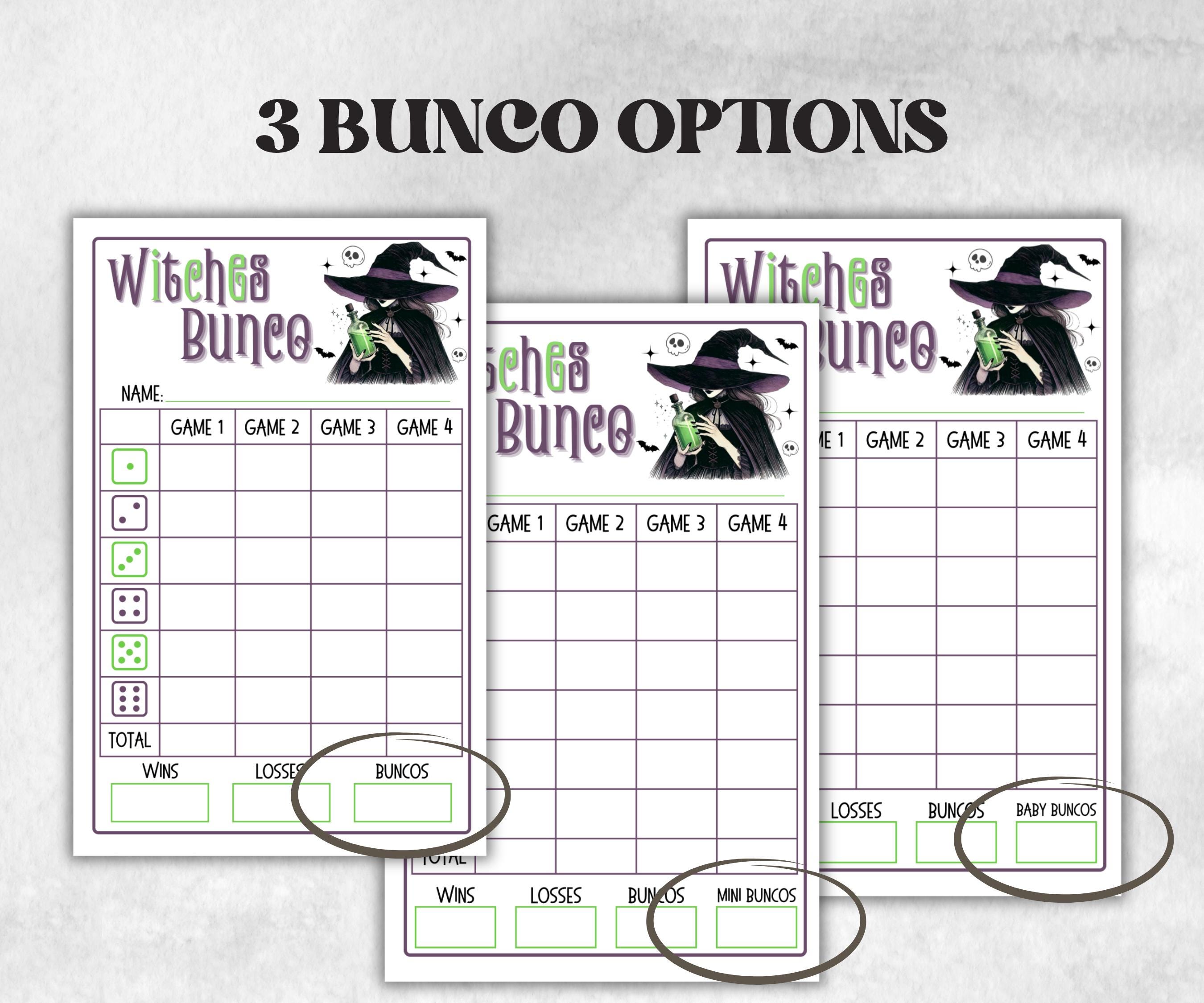 Printable Witches Bunco Score Sheet, Halloween Bunco Invitation, Bunco Game, Tally Sheet, bunco score cards, Witchy bunco night, Bunco Night-Halloween Printables -TheHustlingCatLady-Party Games