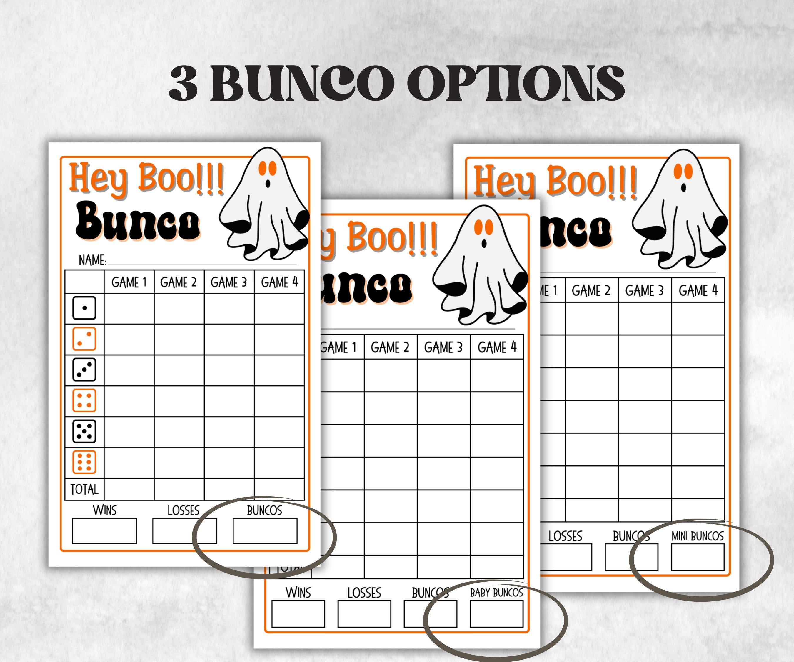 Printable Hey Boo Bunco Score Sheet, Halloween Bunco Invitation, Bunco Game, Tally Sheet, bunco score card, Ghostly bunco night, Bunco Night-Halloween Printables -TheHustlingCatLady-Party Games