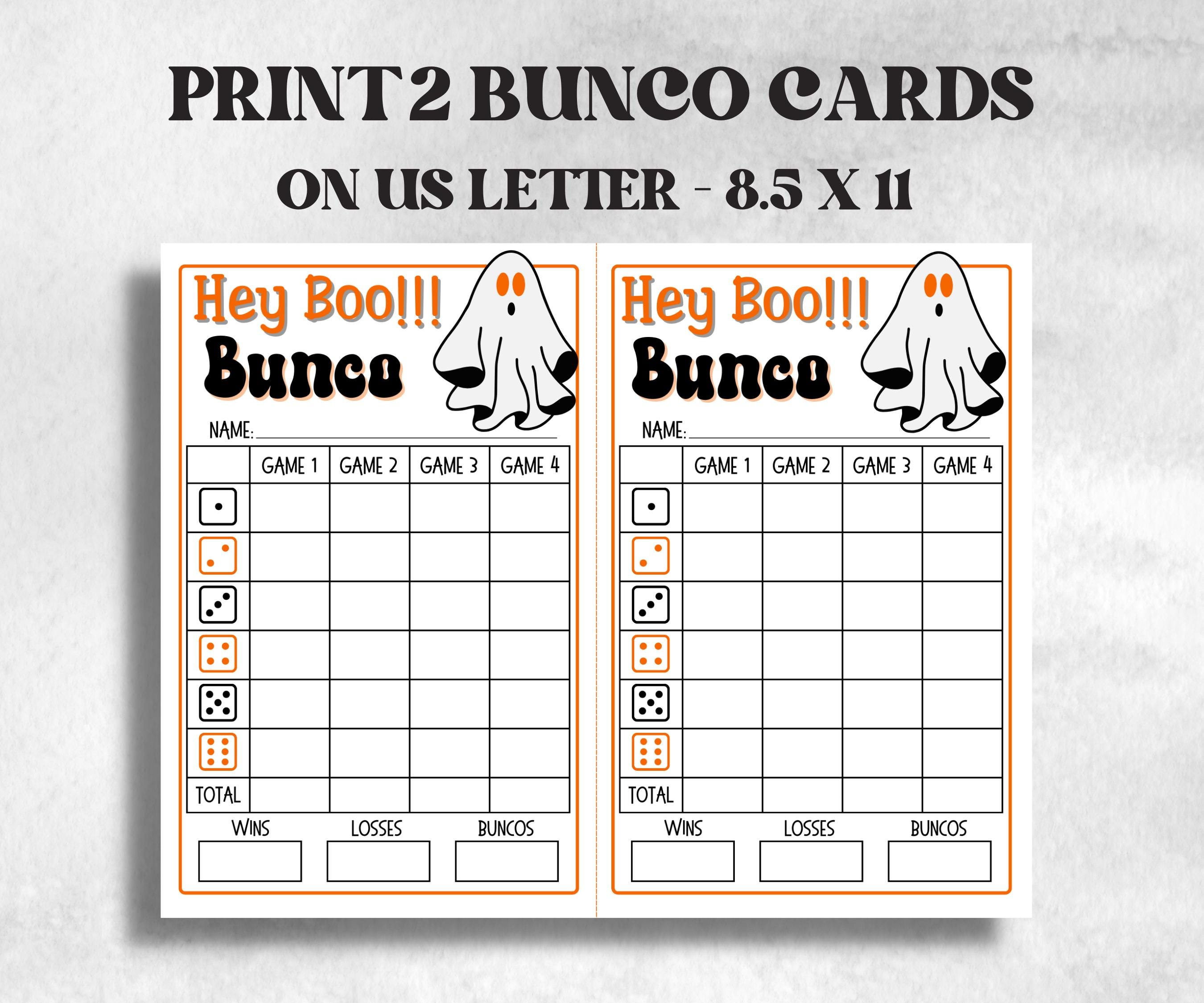 Printable Hey Boo Bunco Score Sheet, Halloween Bunco Invitation, Bunco Game, Tally Sheet, bunco score card, Ghostly bunco night, Bunco Night-Halloween Printables -TheHustlingCatLady-Party Games