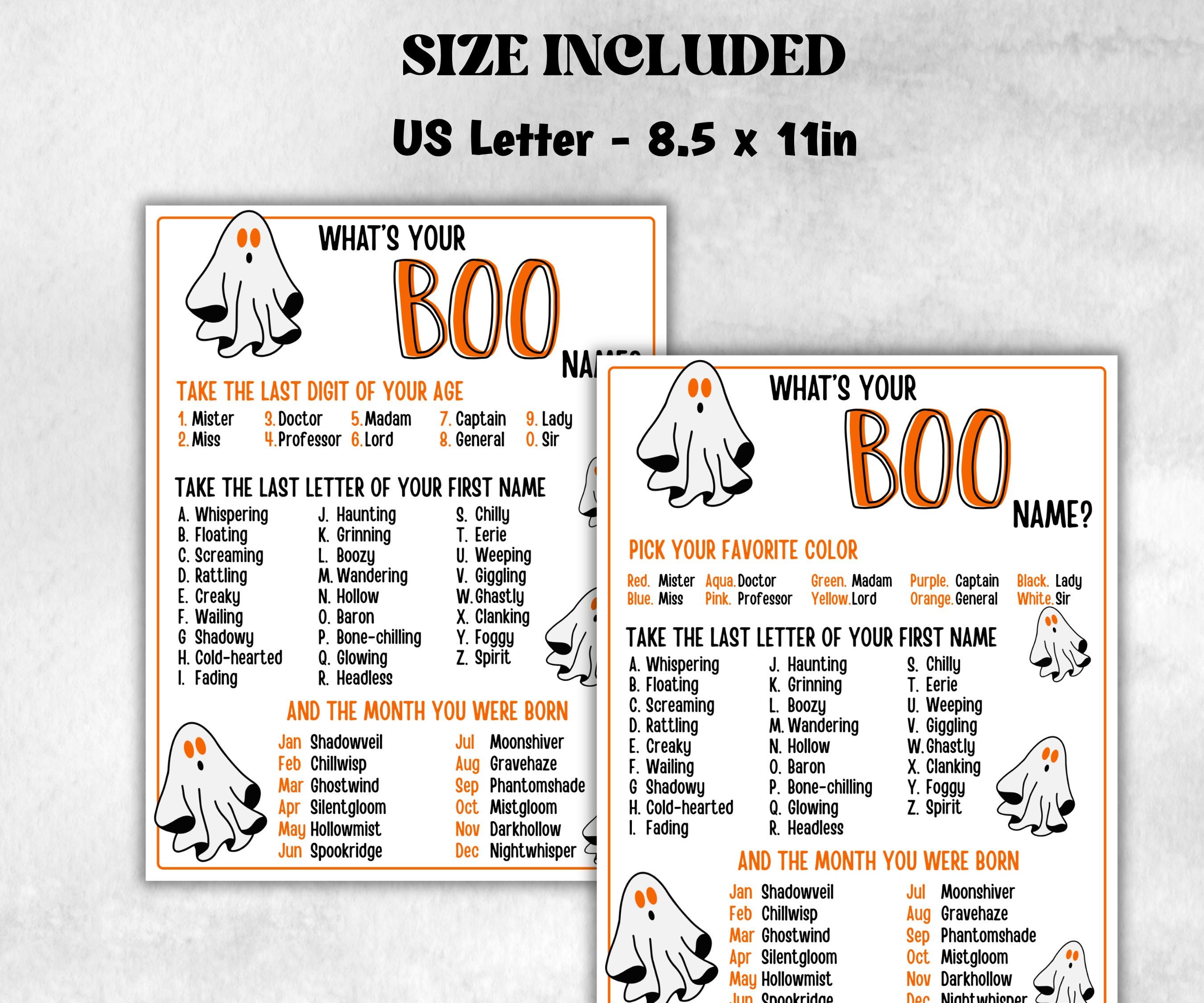 Halloween Ghost Name Game, What Your Name Game, Ghost Birthday Party, Halloween Printable Party Activity, Icebreaker Game, Family Game Night-Halloween Printables -TheHustlingCatLady-Party Games