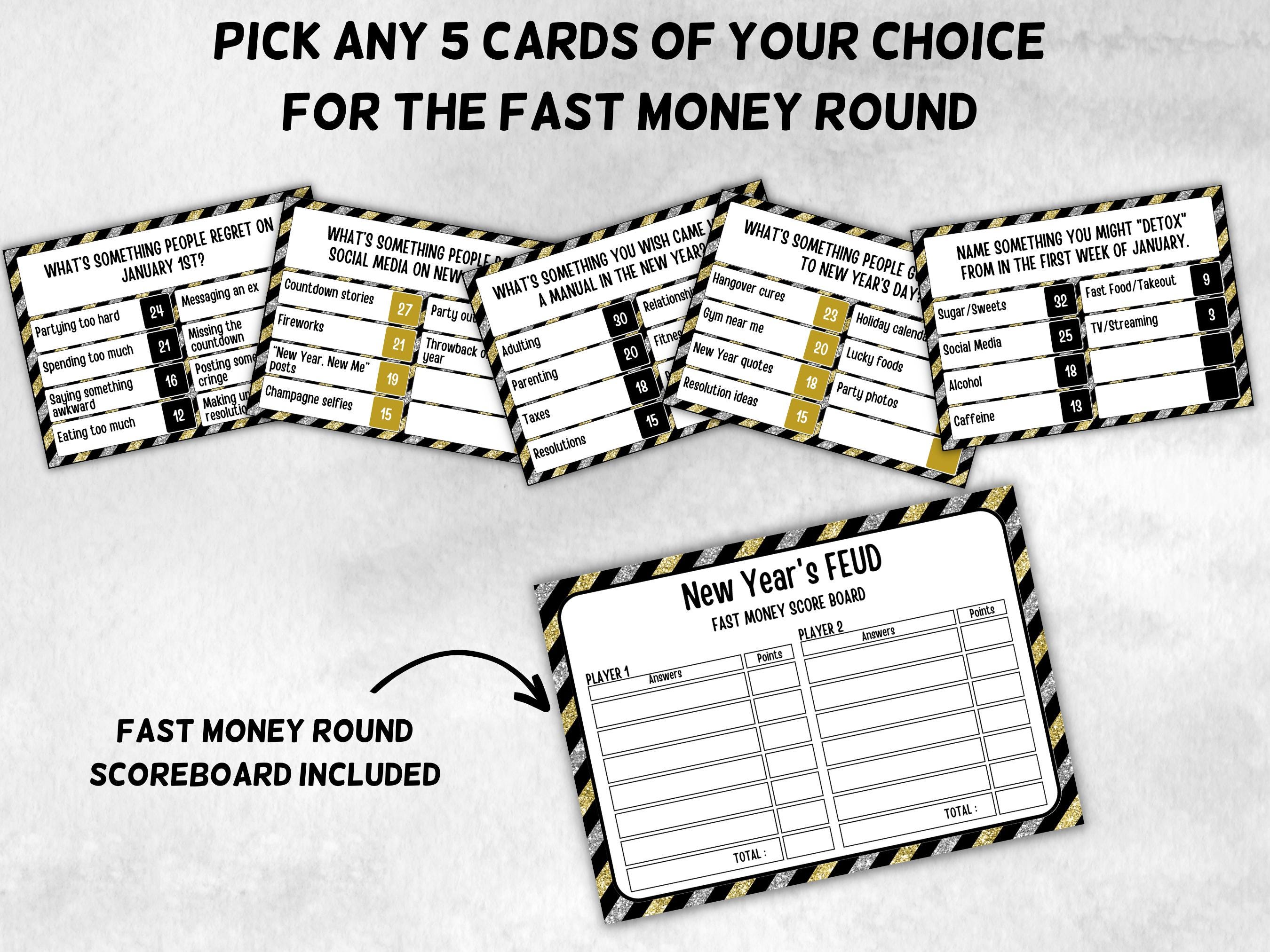 New Years Friendly Feud, NYE Party, Printable Adult Teen Activity, New Year Quiz, Group Game Show, Winter Party activity, girls night games-New Year's -TheHustlingCatLady-Party Games