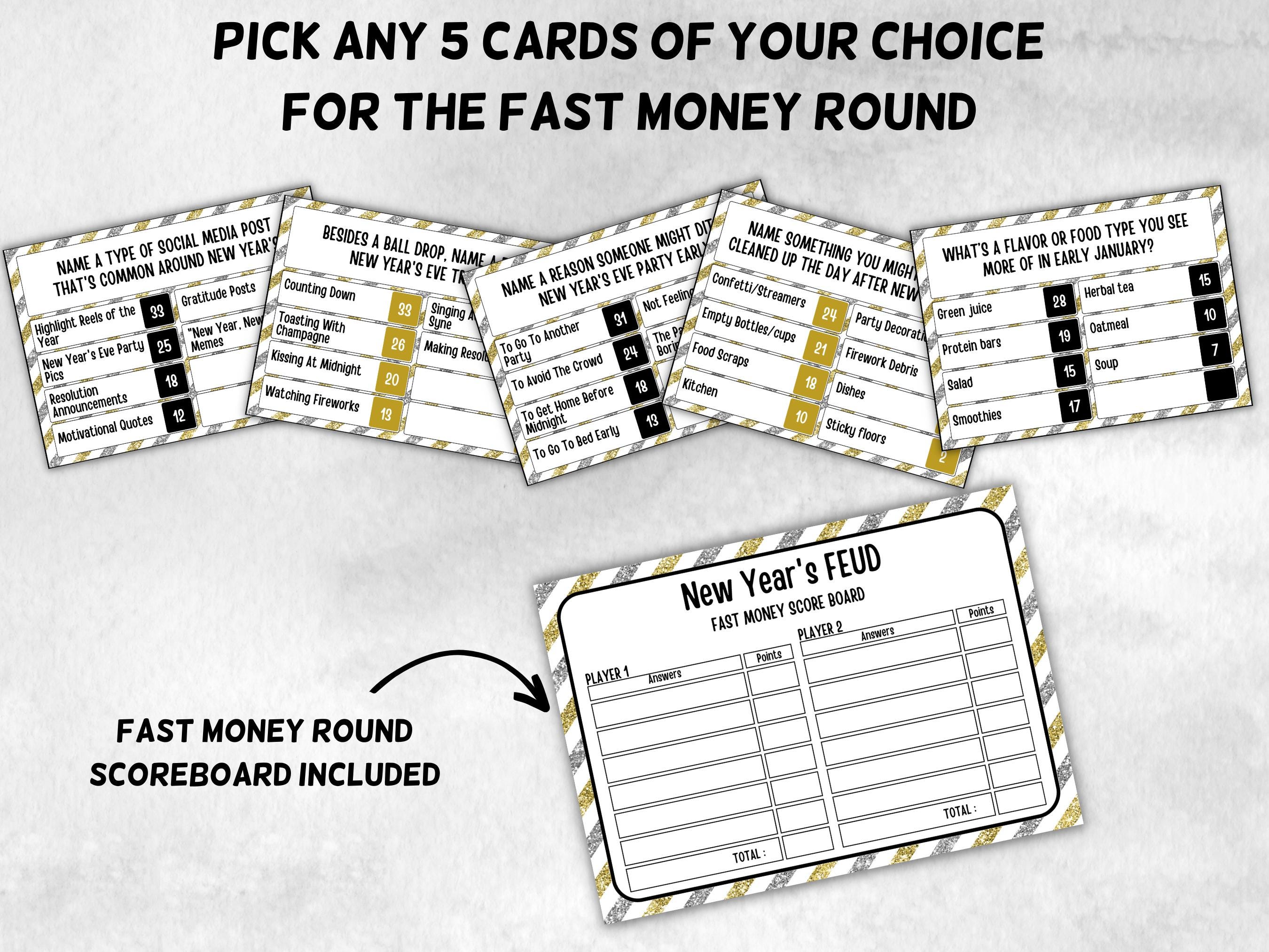 New Years Friendly Feud, NYE Party, Printable Adult Teen Activity, New Year Quiz, Group Game Show, Winter Party activity, girls night games-New Year's -TheHustlingCatLady-Party Games