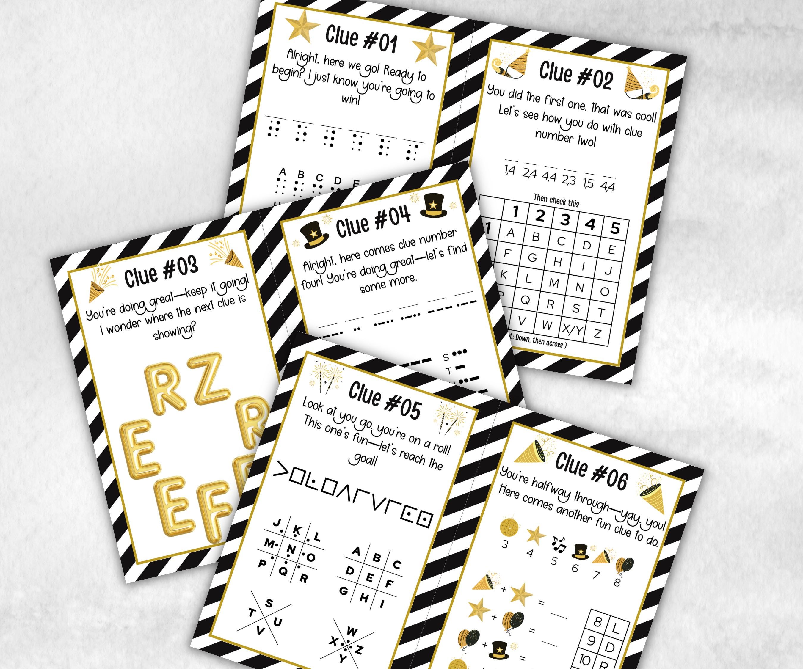 Printable New Year Party Games, New Years Eve Indoor Treasure Hunt Kids, New Year Activity, New Year Scavenger, Nye Treasure Hunt Clues-New Year's -TheHustlingCatLady-Party Games