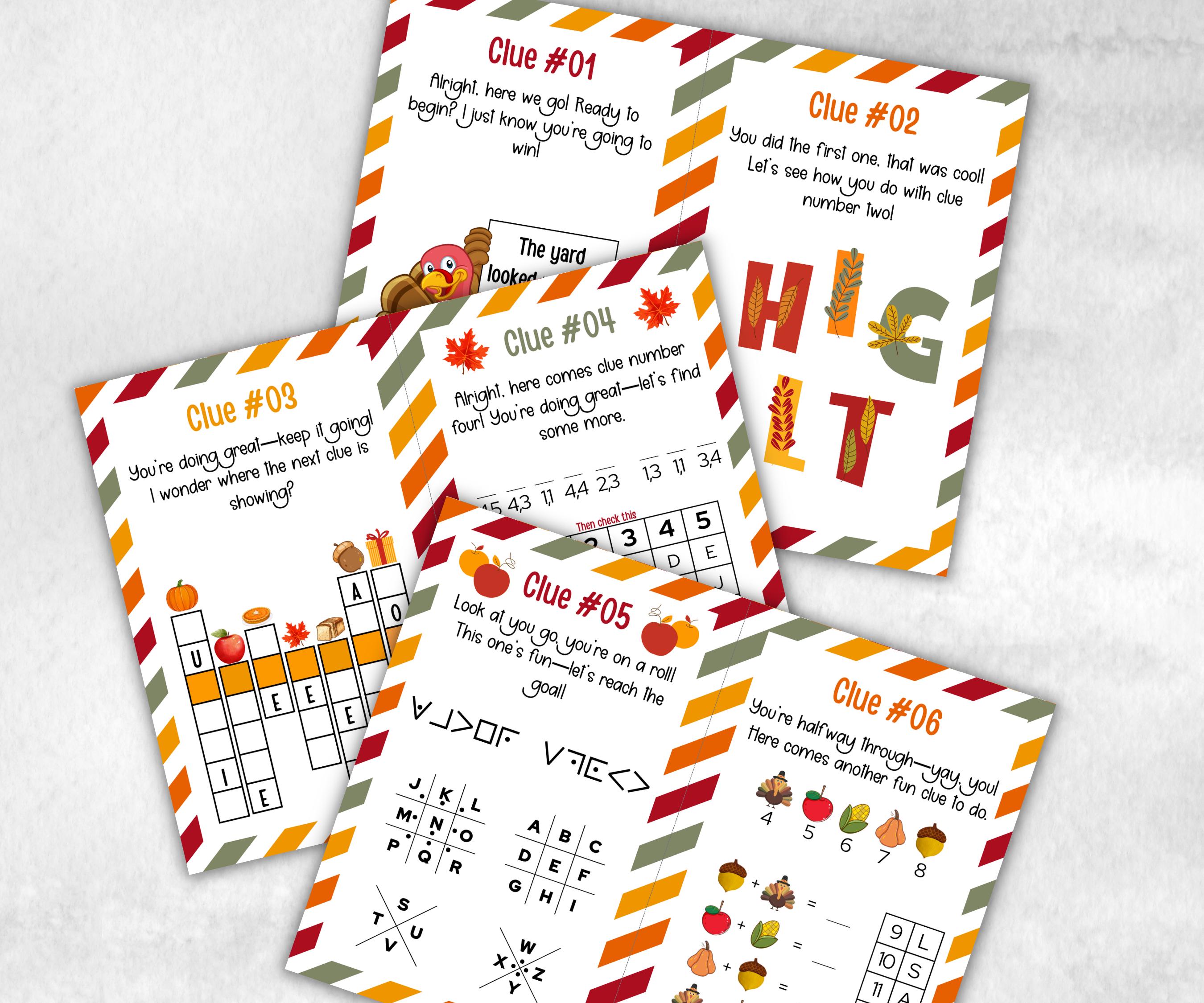 Outdoor Treasure Hunt Game, Printable Turkey hunt, Outdoor adventure, Fall Autumn activity, Friendsgiving game, Family Holiday Quiz-Thanksgiving -TheHustlingCatLady-Party Games