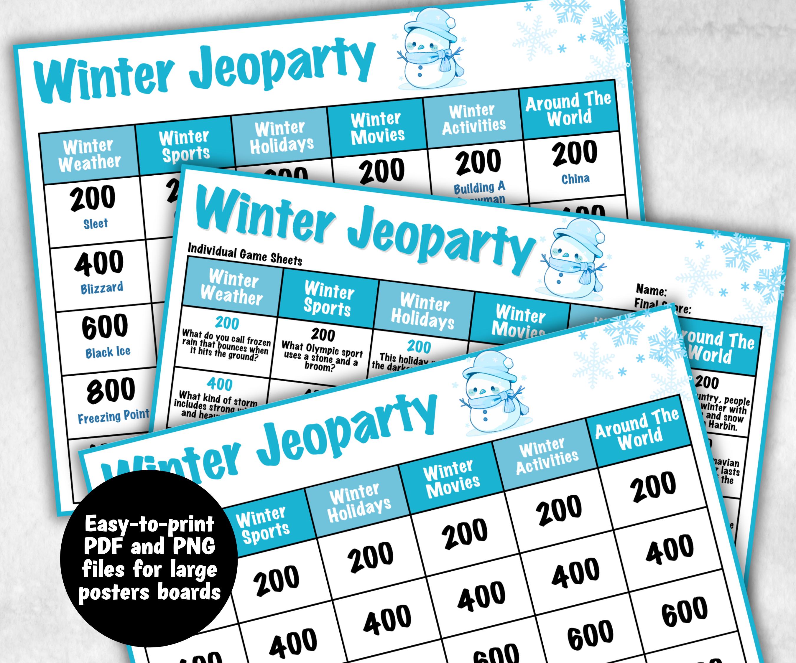 Winter Holiday Jeoparty Trivia Game, Fun Family Activity, Holiday Quiz, Holiday Party Challenge, Holiday, Festive Quiz, Group word Game-Christmas -TheHustlingCatLady-Party Games