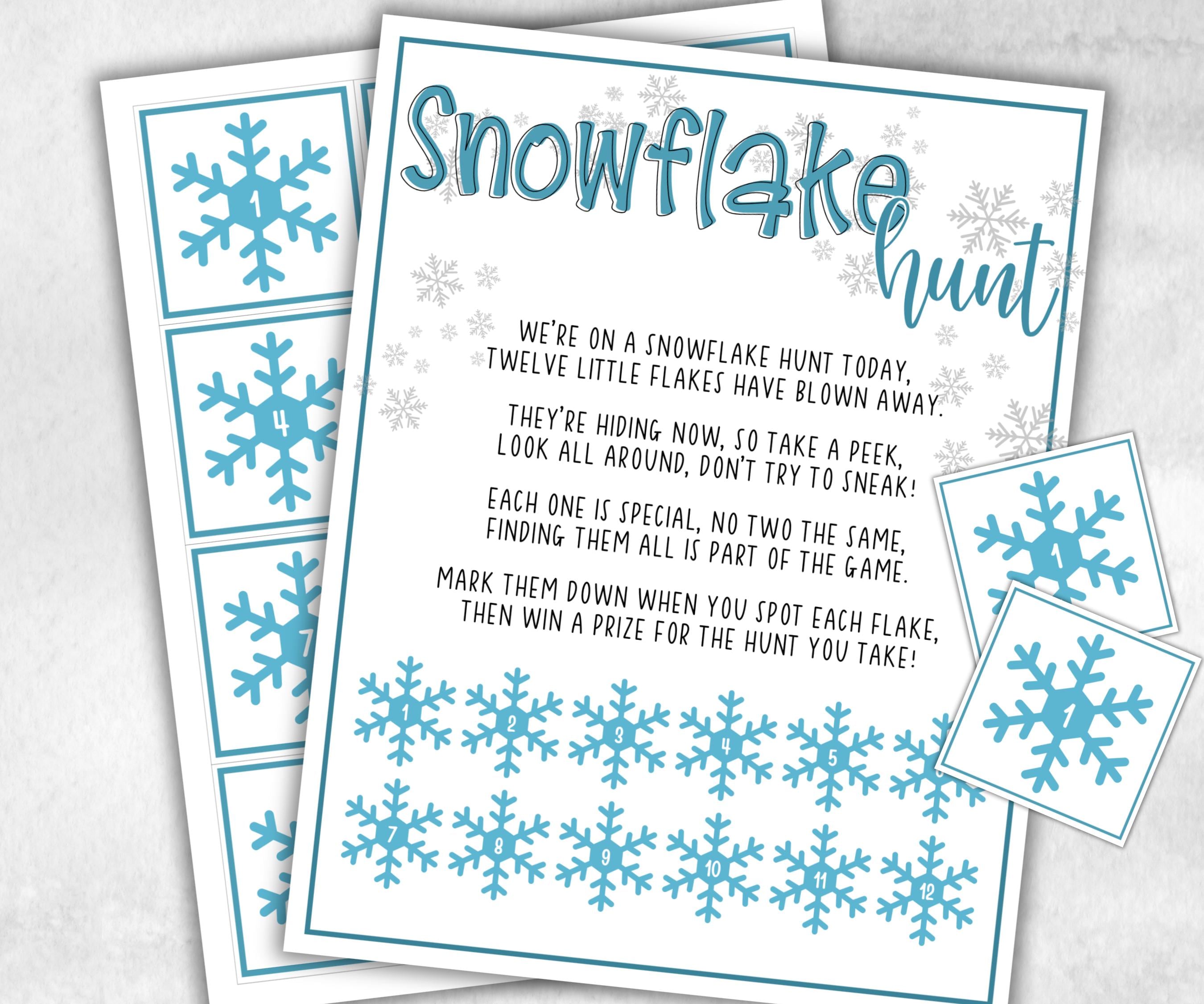 Snowflake Scavenger Hunt, Kids Snowflake theme party, Snowflake Birthday Party game, Winter indoor Game,frosty Snowflake, spot the snowflake-Christmas -TheHustlingCatLady-Party Games