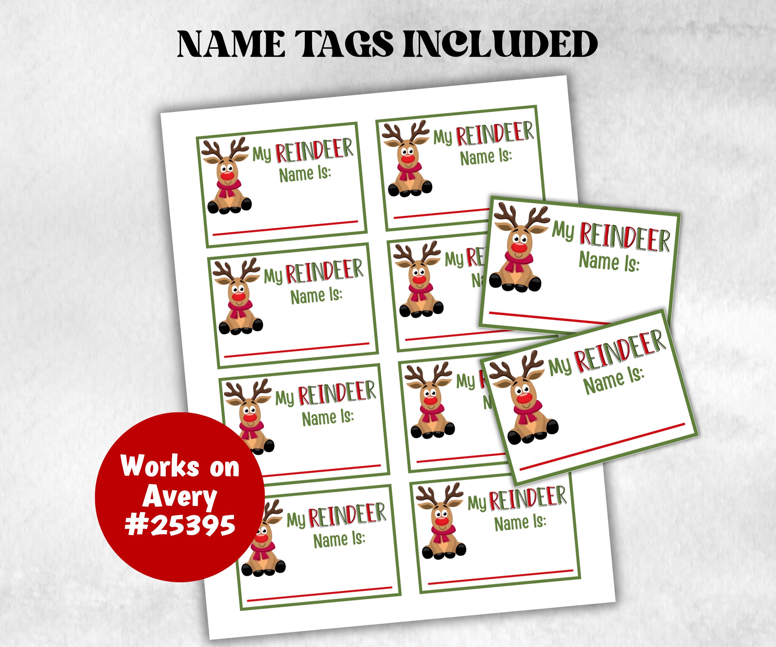Reindeer name tag game, Reindeer name board sign, name generator, Christmas Kids activities, Holiday party games, What's Your Reindeer name-Christmas -TheHustlingCatLady-Stickers, Labels & Tags