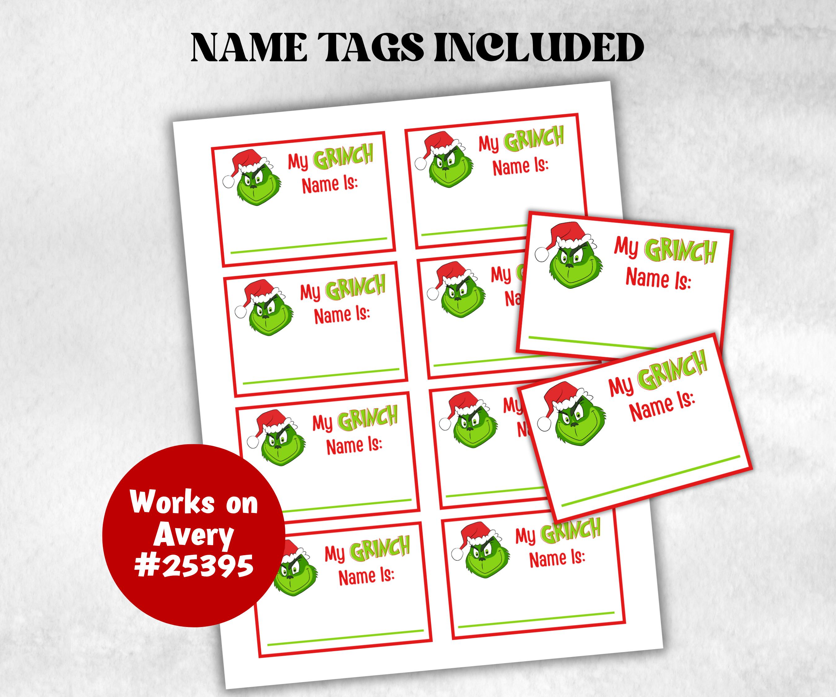 Grinch name tag, Grinch name board sign, name generator, Christmas Kids activities, Holiday party games, Whats Your Grinch name, Grinchmas-Christmas -TheHustlingCatLady-Stickers, Labels & Tags