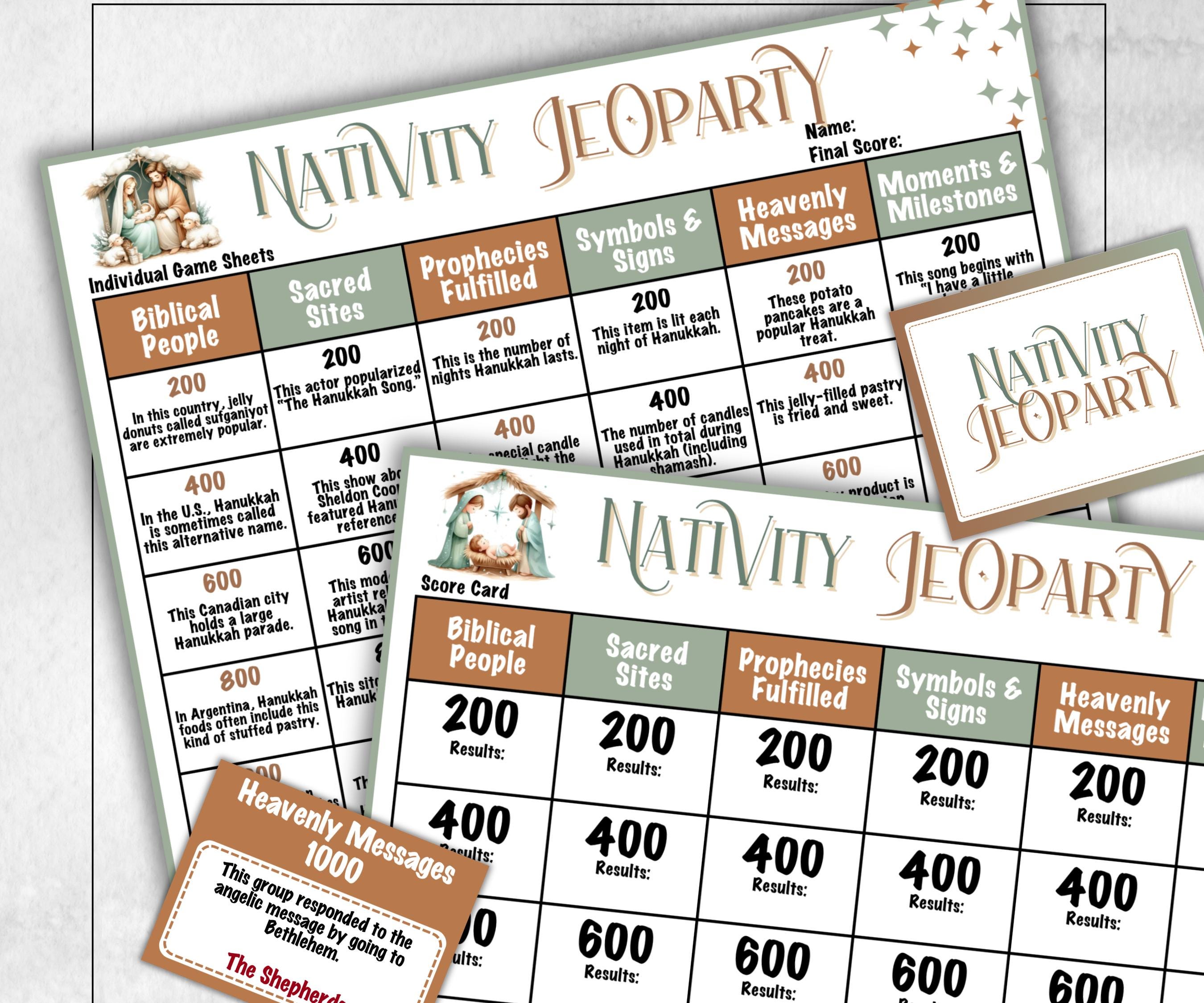 Nativity Jeoparty, Christian Bible Study, Bible Jeoparty For Adult And Teen, Bible Friendly Family Feud, Bible Family Feud, Youth Group Game-Christmas -TheHustlingCatLady-Party Games