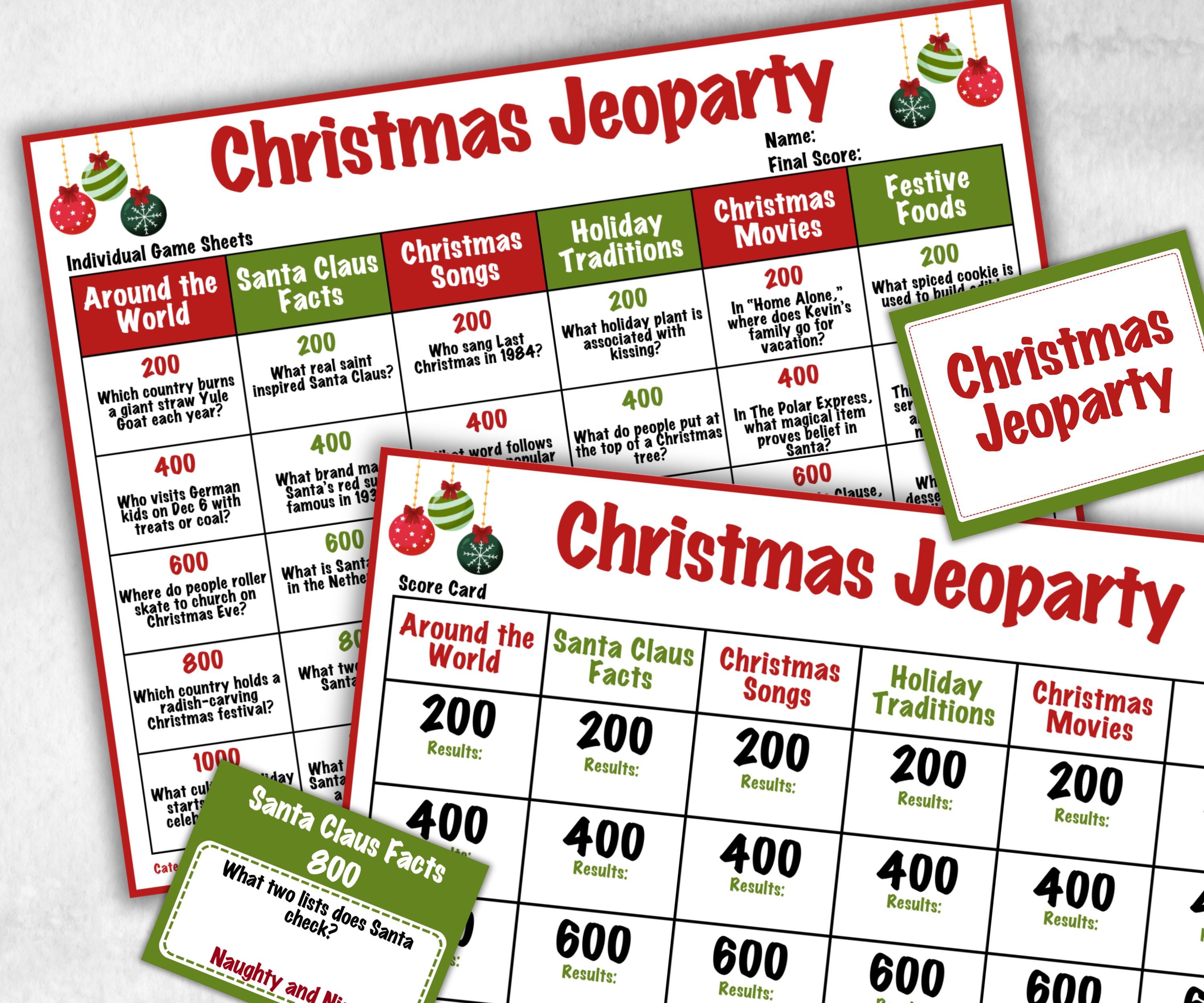 Family Reunion Christmas Jeopardy Game, Printable Holiday Trivia, Coworkers Employee Game, Activities for Kid, Group Game, Office Party Quiz-Christmas -TheHustlingCatLady-Party Games