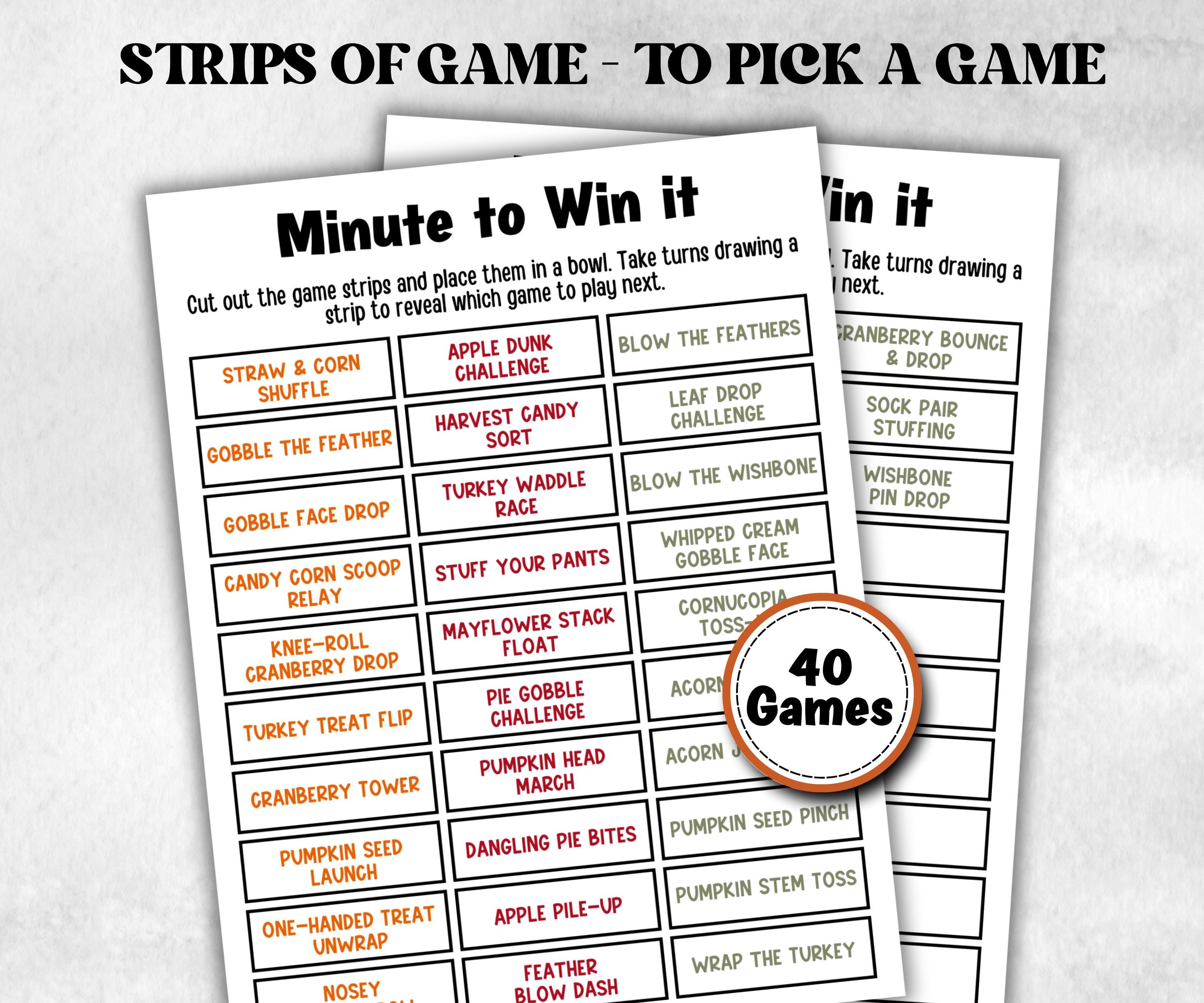Thanksgiving Minute to Win It Activity, Printable Friendsgiving Competition, Give thanks office Party, Kid teen adult, Gratitude party idea-Thanksgiving -TheHustlingCatLady-Party Games