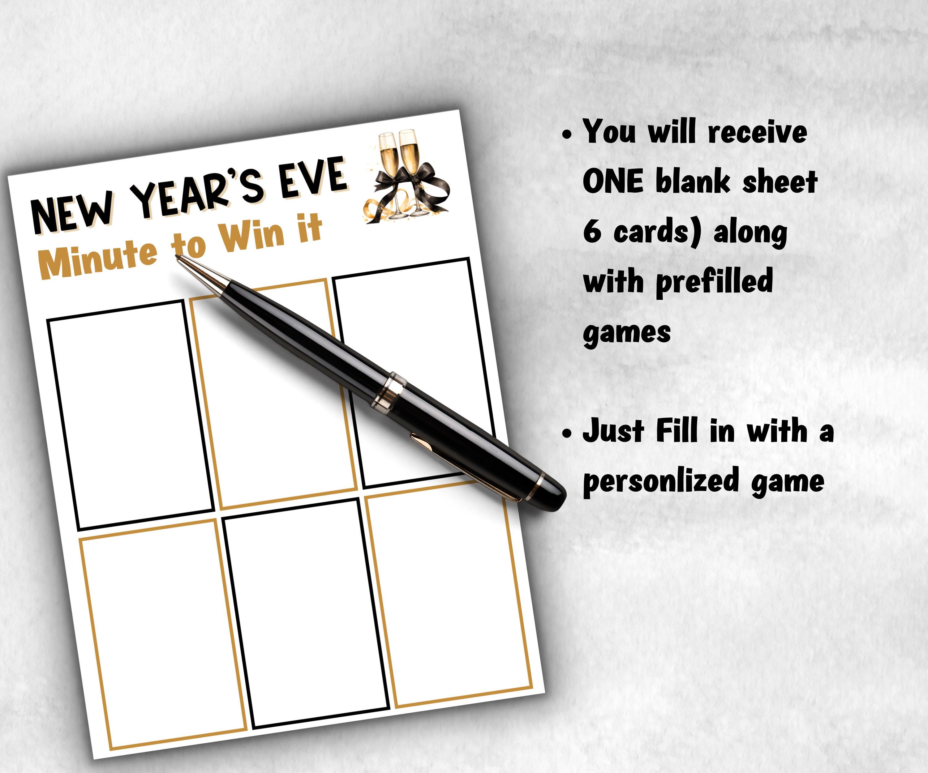 New Year's Eve Minute to Win It Activity, Printable New Years Competition, New Year's Eve office Party, Kid teen adult, Friends party idea-New Year's -TheHustlingCatLady-Party Games