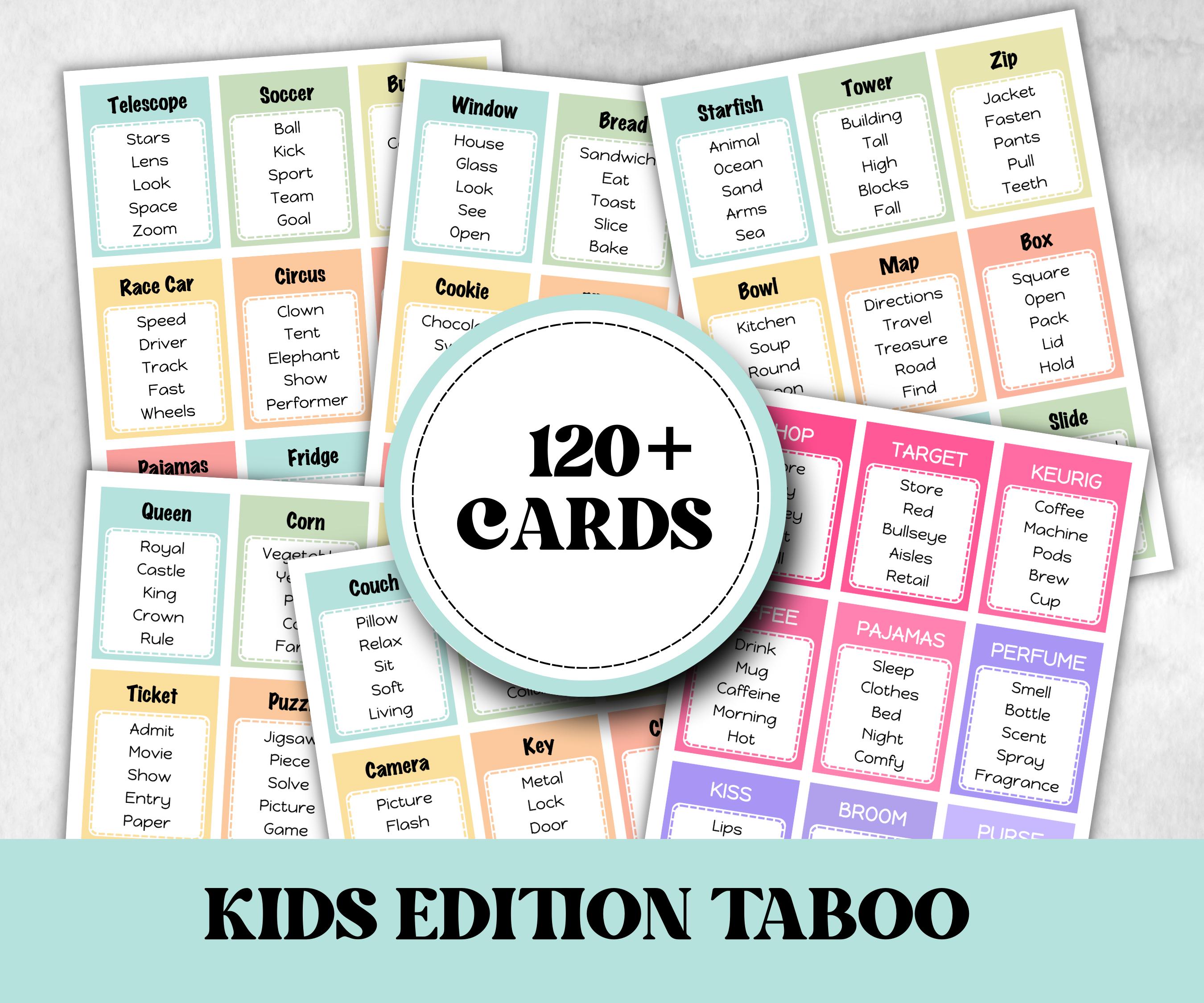 Kids taboo game, vacation forbidden words, pool party, juniors summer game, family games, teen taboo, family reunion, indoor family game-Mother's/Father'sDay -TheHustlingCatLady-Party Games