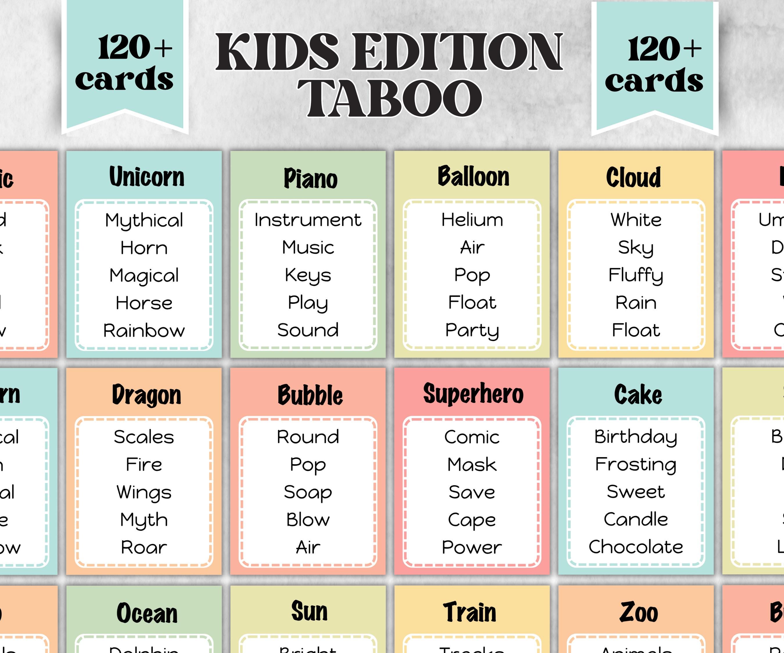 Kids taboo game, vacation forbidden words, pool party, juniors summer game, family games, teen taboo, family reunion, indoor family game-Mother's/Father'sDay -TheHustlingCatLady-Party Games